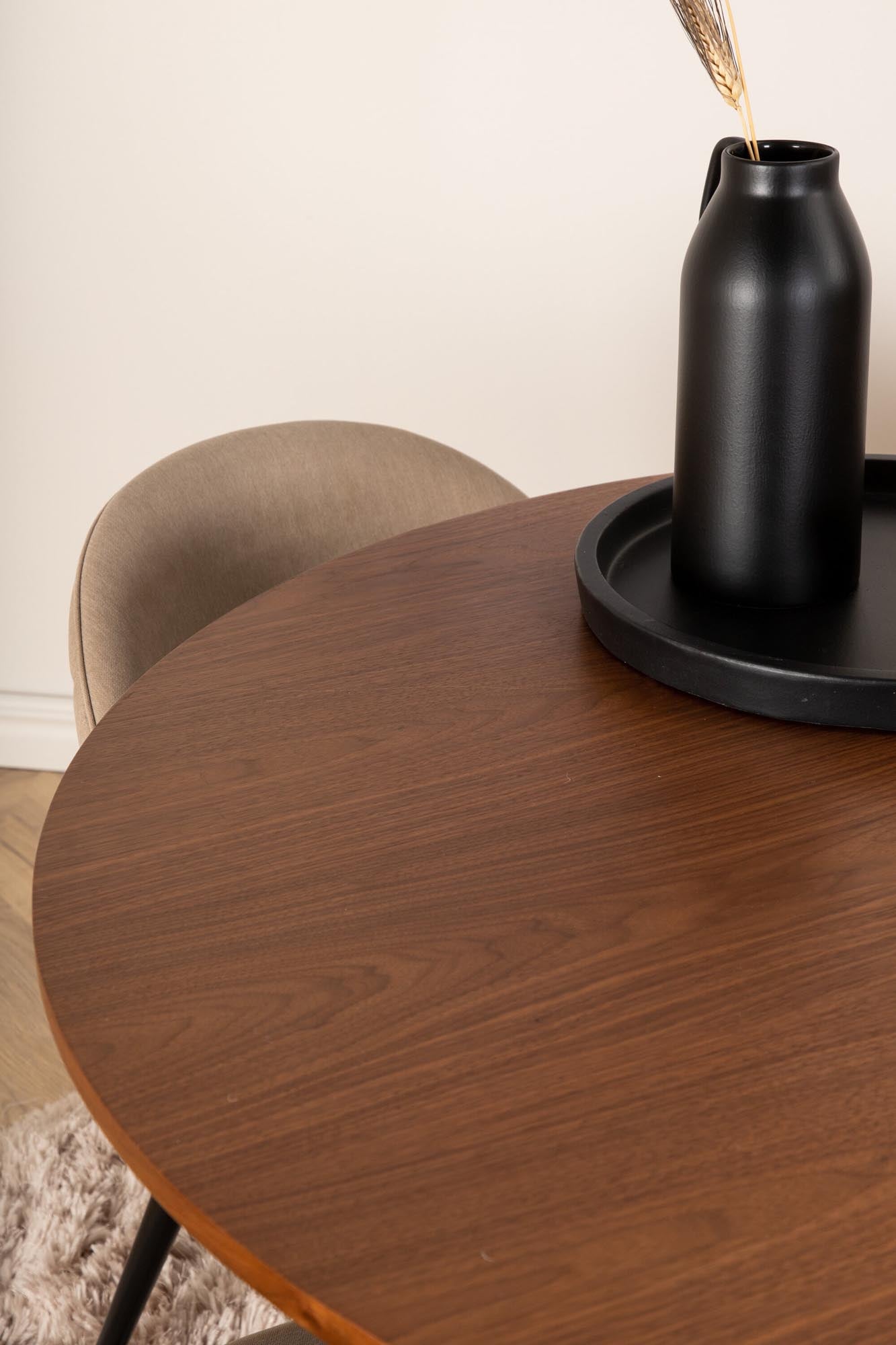 Stilvolles Bianca Esszimmerset mit Velvet-Stühlen, 110cm, von Venture.