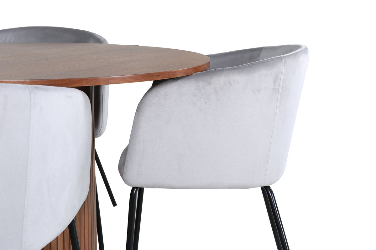 Bianca Esszimmerset + Berit ⌀110cm/4St. in Walnuss / Grau präsentiert im Onlineshop von KAQTU Design AG. Esszimmerset ist von Venture Home