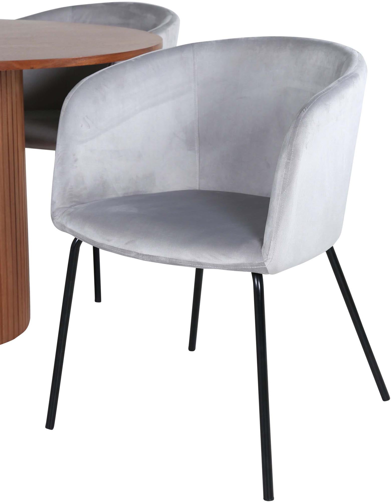 Elegantes Esszimmerset Bianca: Runder Tisch mit 4 Stühlen, Ø110cm.