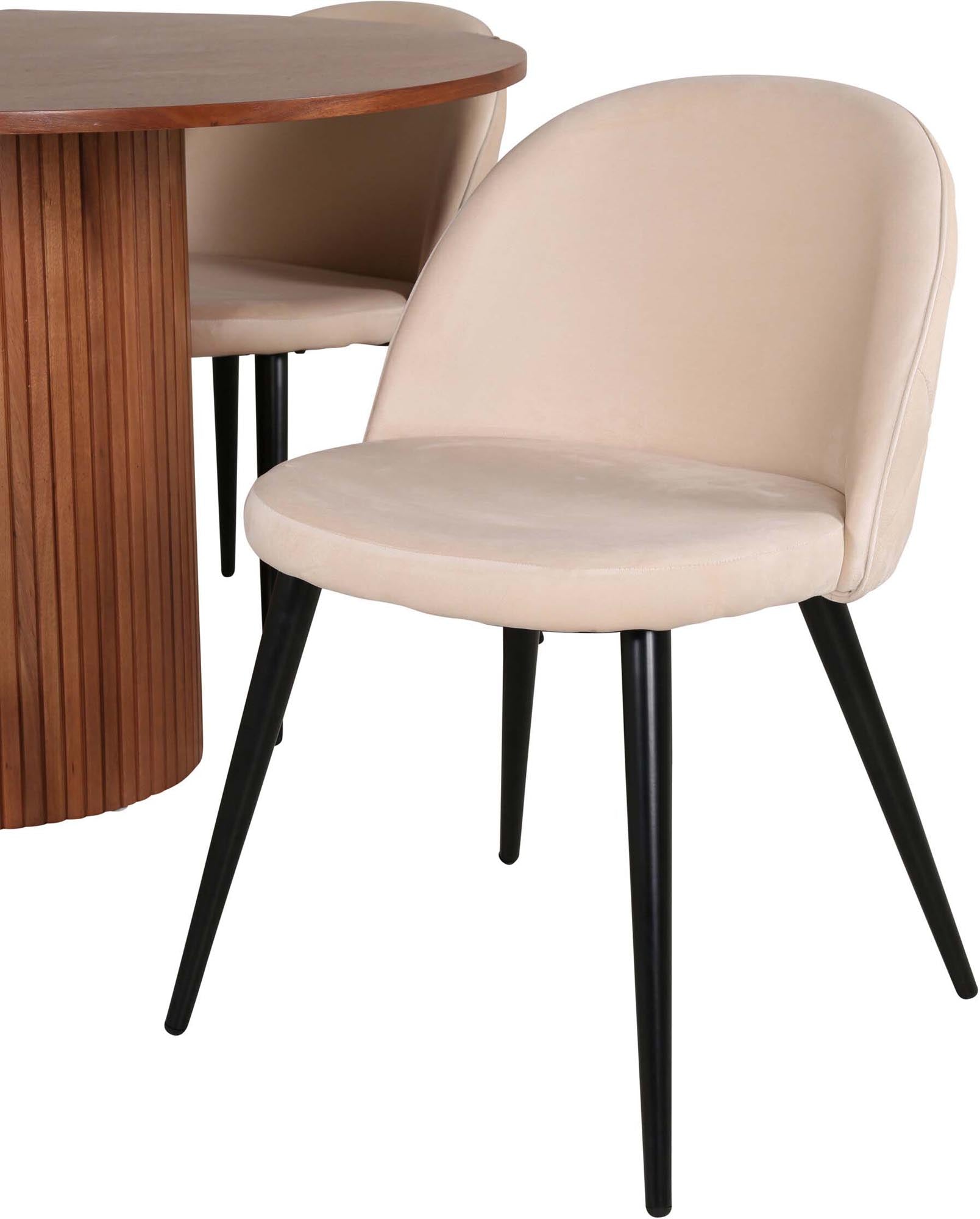 Bianca Esszimmerset: Runder Tisch & 4 Samtstühle von Venture Home.