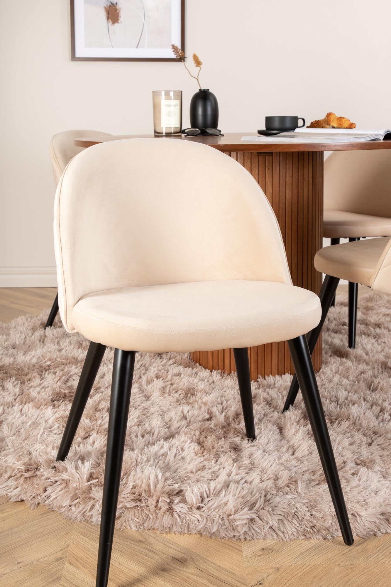 Bianca Esszimmerset: 110cm Tisch & 4 luxuriöse Velvet-Stühle.