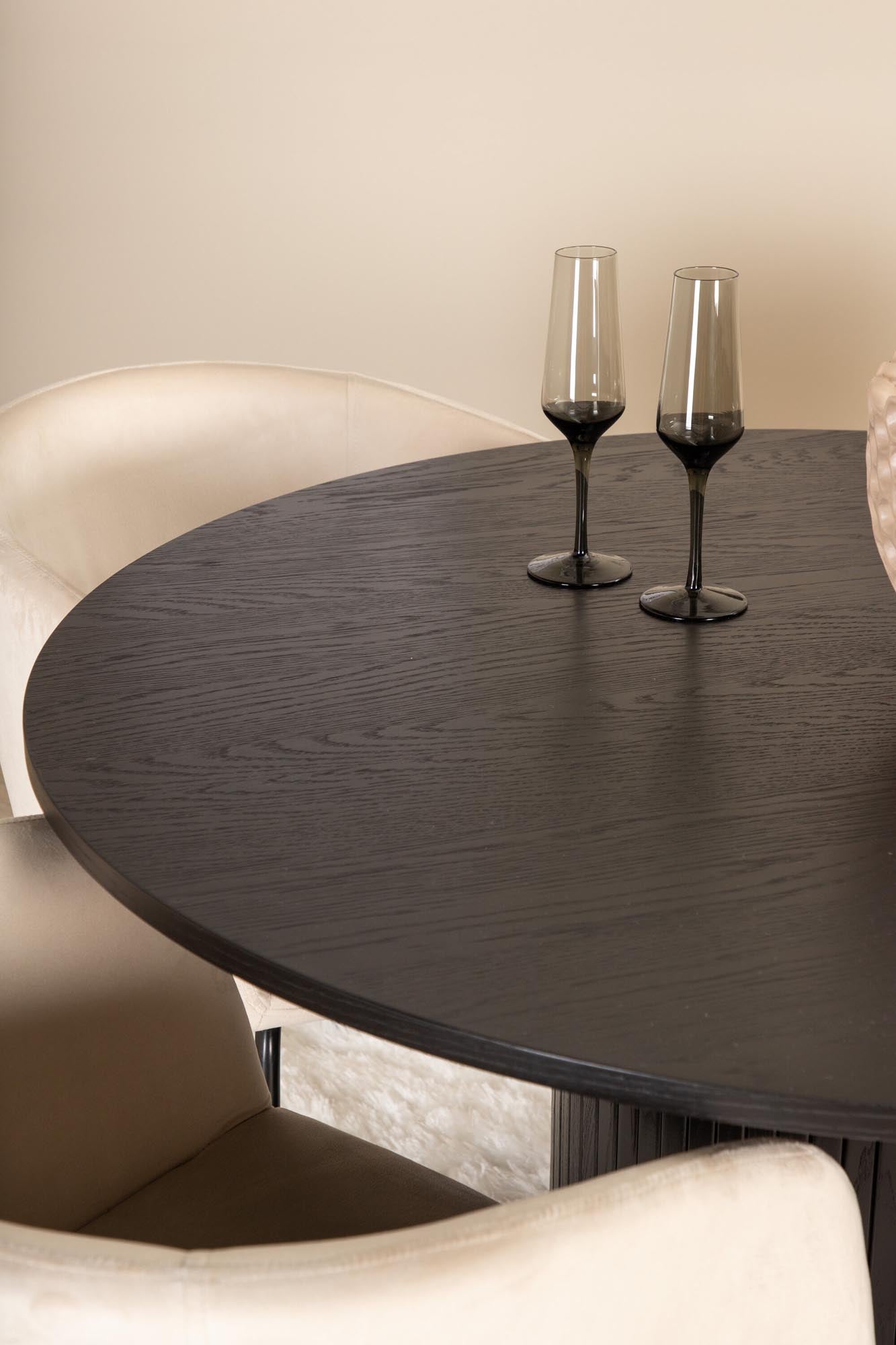 Stilvolles Bianca Esszimmerset mit rundem Tisch und 4 Stühlen, Ø110cm.