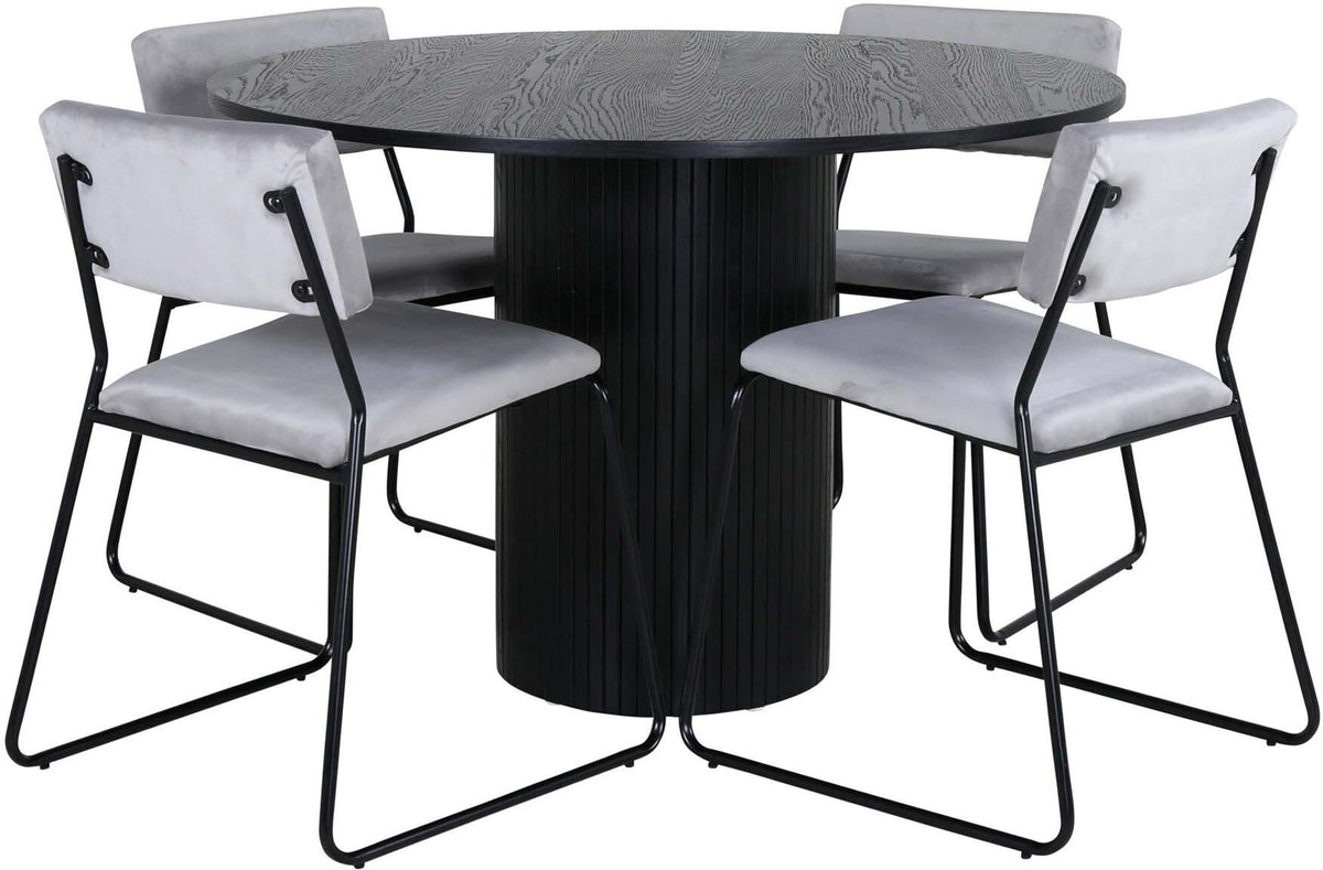 Bianca Esszimmerset + Kenth ⌀110cm/4St. in Schwarz präsentiert im Onlineshop von KAQTU Design AG. Esszimmerset ist von Venture Home