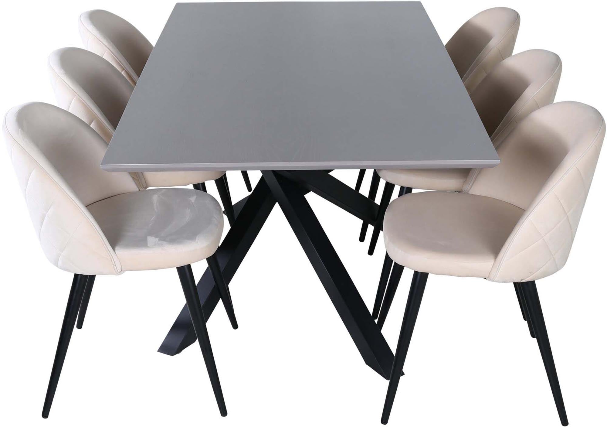 Piazza Esszimmerset: Elegantes Design mit komfortablen Velvet-Stühlen und robustem Esstisch für gesellige Abende.