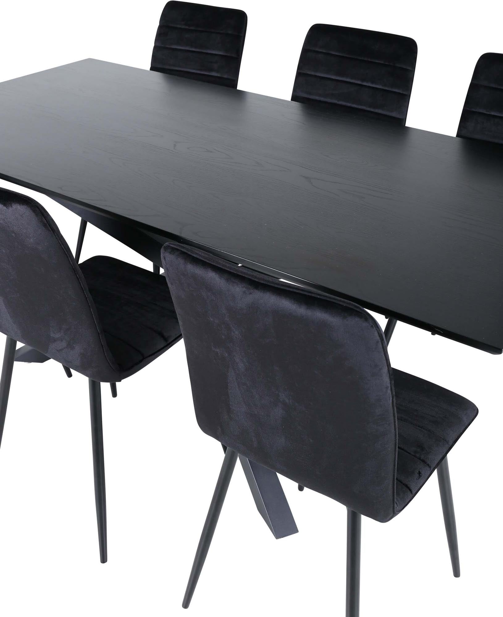 Stilvolles Esszimmerset mit 180 cm Tisch und 6 luxuriösen Windu Stühlen. Perfekt für gesellige Abende und modernes Wohndesign.