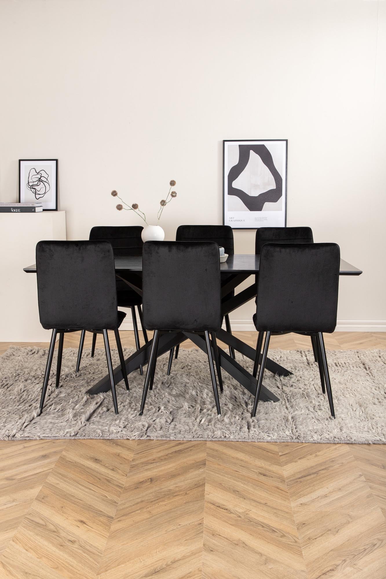 Elegantes Piazza Esszimmerset mit 6 Windu Stühlen, 180cm Tisch.