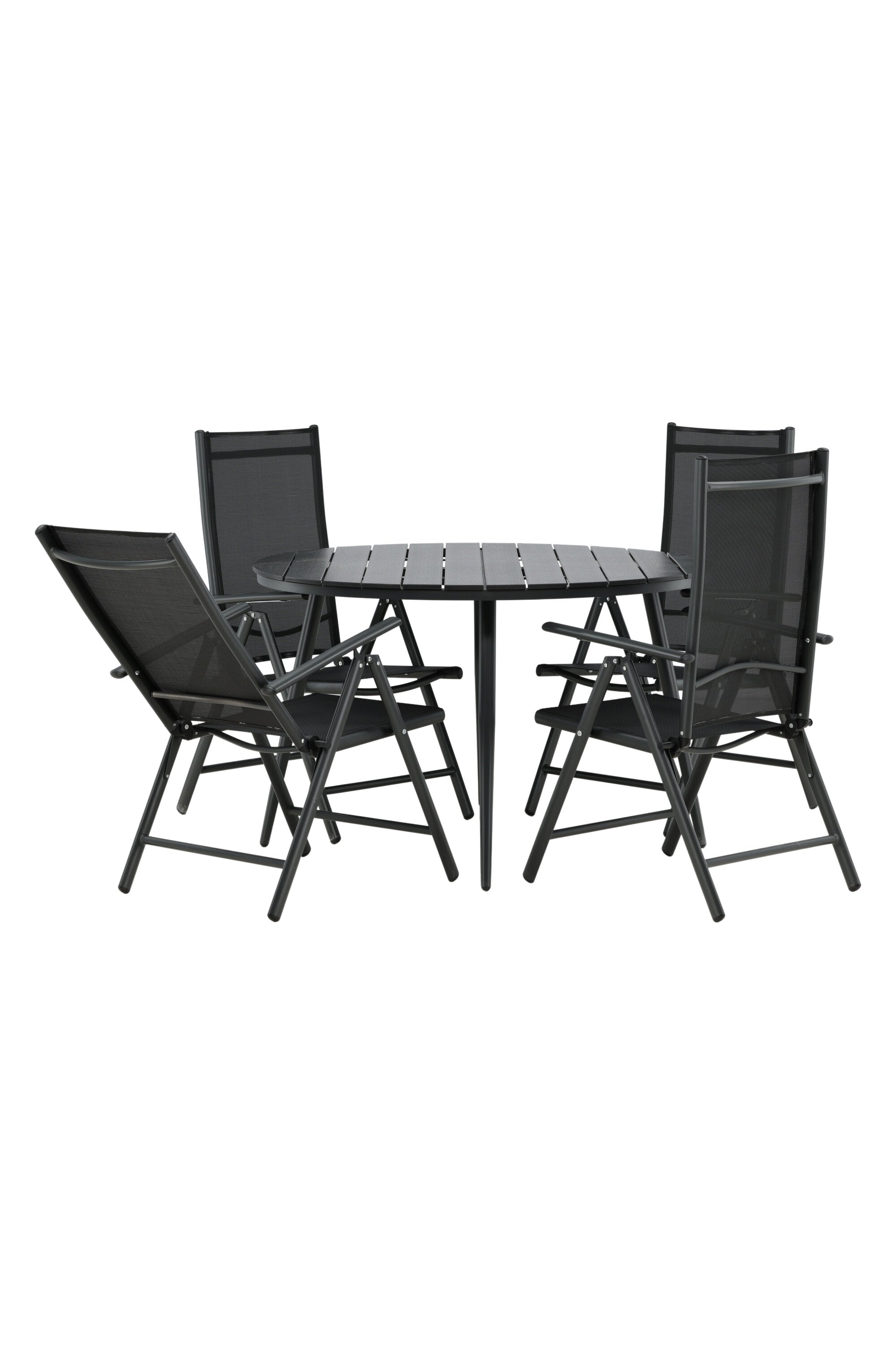 Break Outdoor-Tischset ⌀120cm/4St. in Schwarz präsentiert im Onlineshop von KAQTU Design AG. Gartentischset ist von Venture Home
