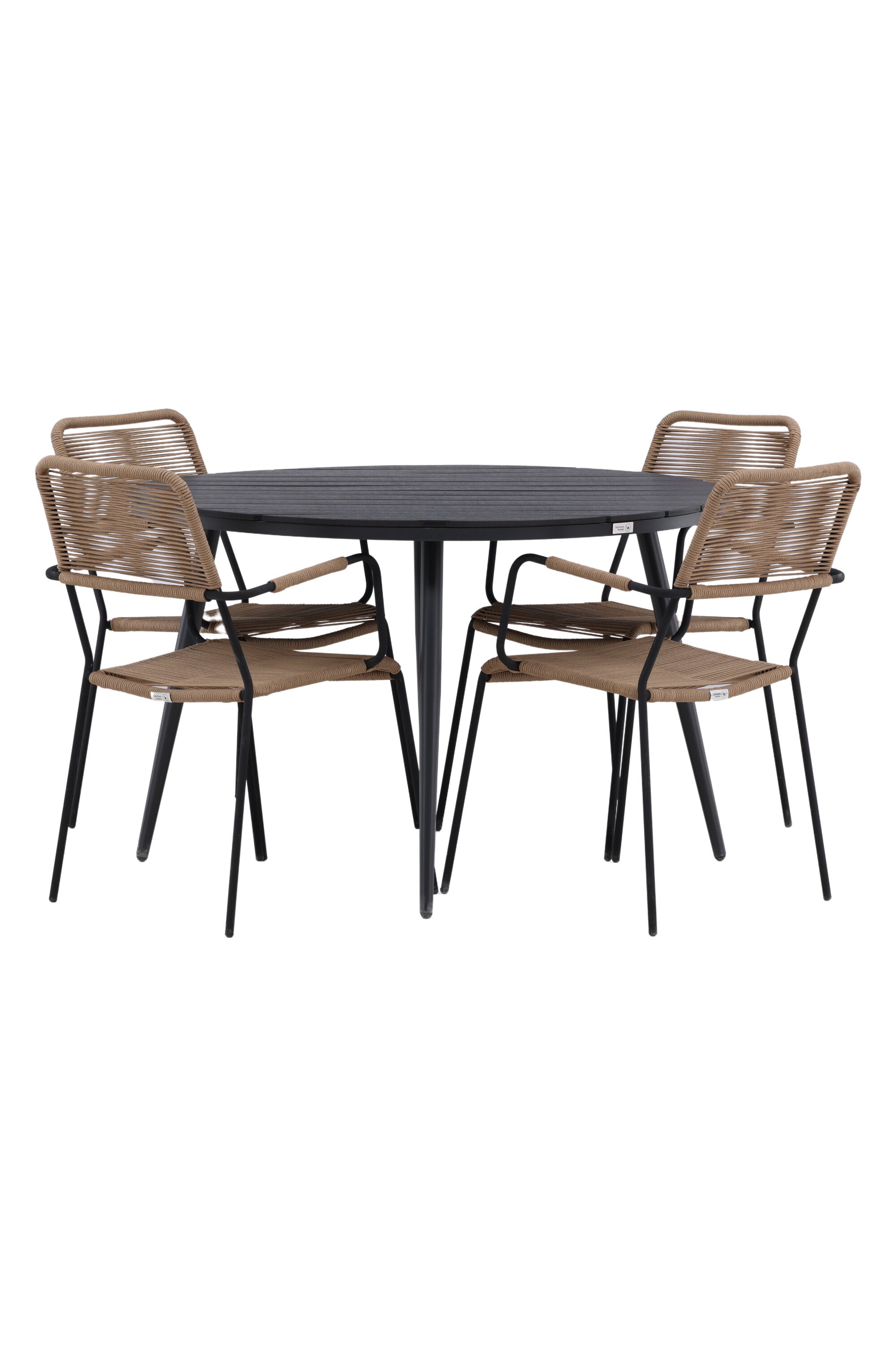 Break Outdoor-Tischset + Lindos Arm ⌀120cm/4St. in Schwarz / Schwarz präsentiert im Onlineshop von KAQTU Design AG. Gartentischset ist von Venture Home