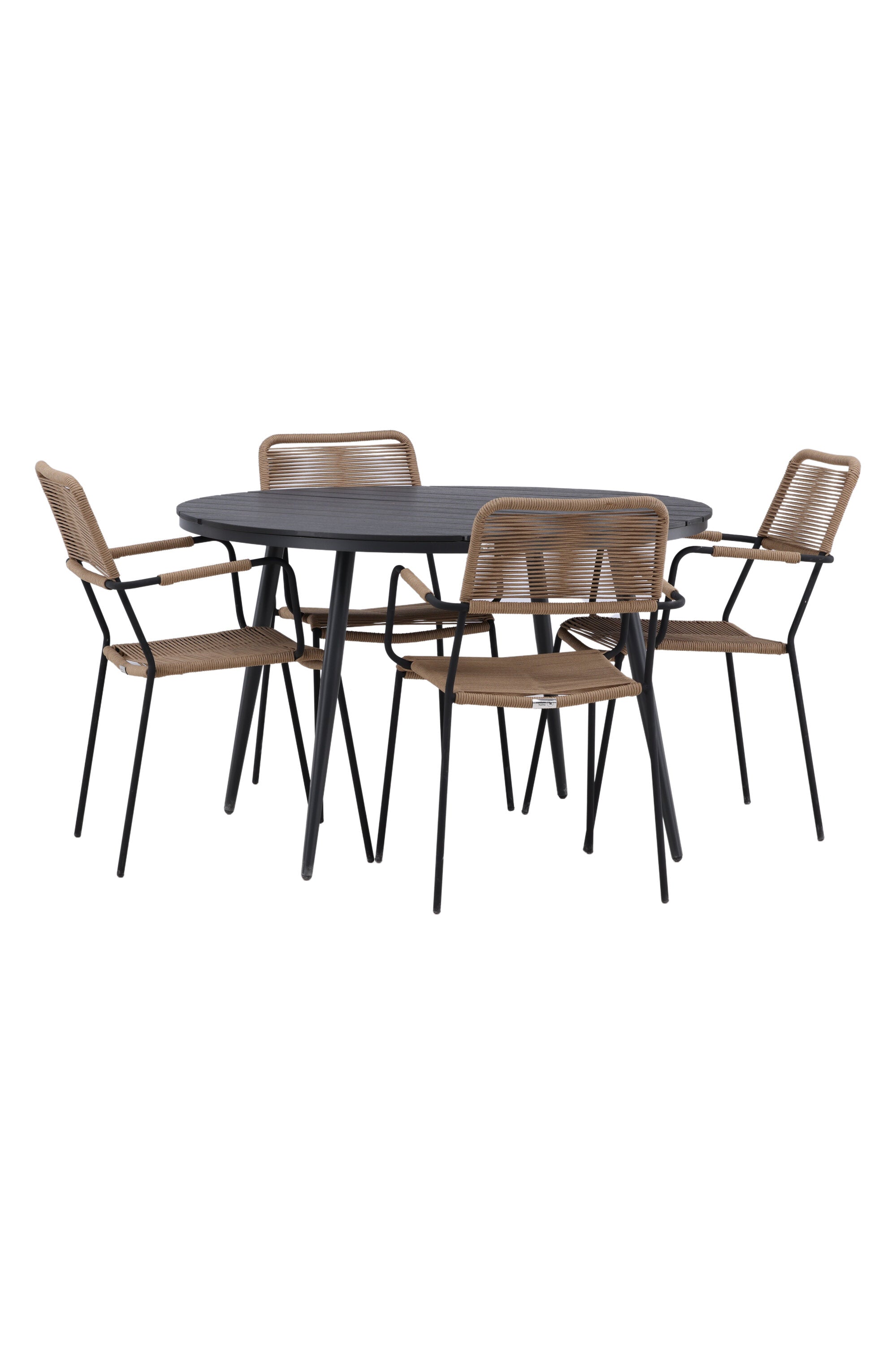 Break Outdoor-Tischset + Lindos Arm ⌀120cm/4St. in Schwarz / Schwarz präsentiert im Onlineshop von KAQTU Design AG. Gartentischset ist von Venture Home