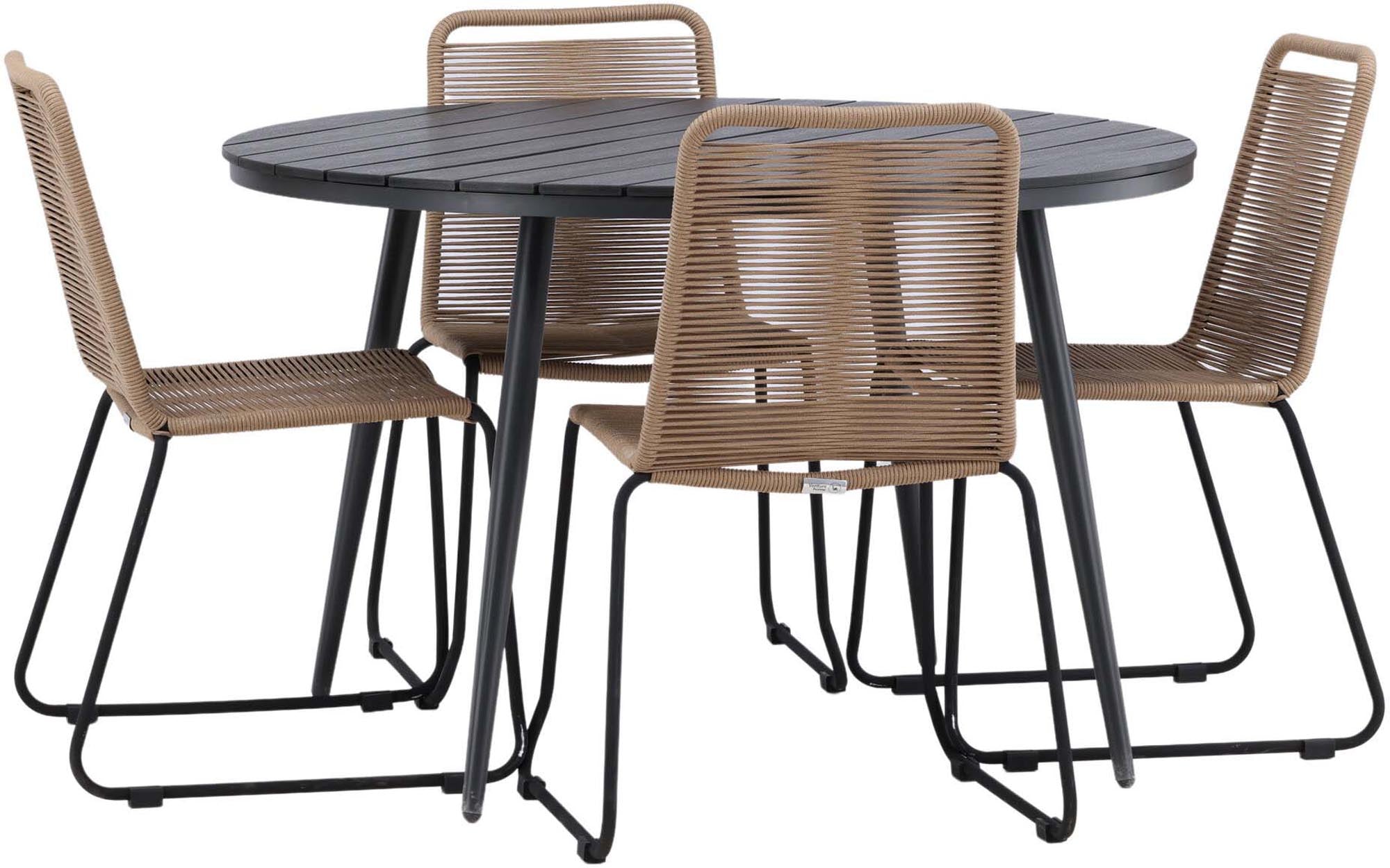 Stilvolles Break Outdoor-Tischset mit Lindos-Stühlen für gemütliche Stunden im Freien. Ideal für Terrasse, Balkon und Garten.