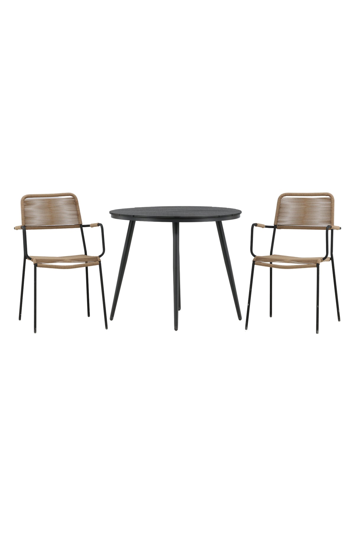 Break Outdoor-Tischset + Lindos Arm ⌀90cm/2St. in Schwarz / Latte präsentiert im Onlineshop von KAQTU Design AG. Gartentischset ist von Venture Home