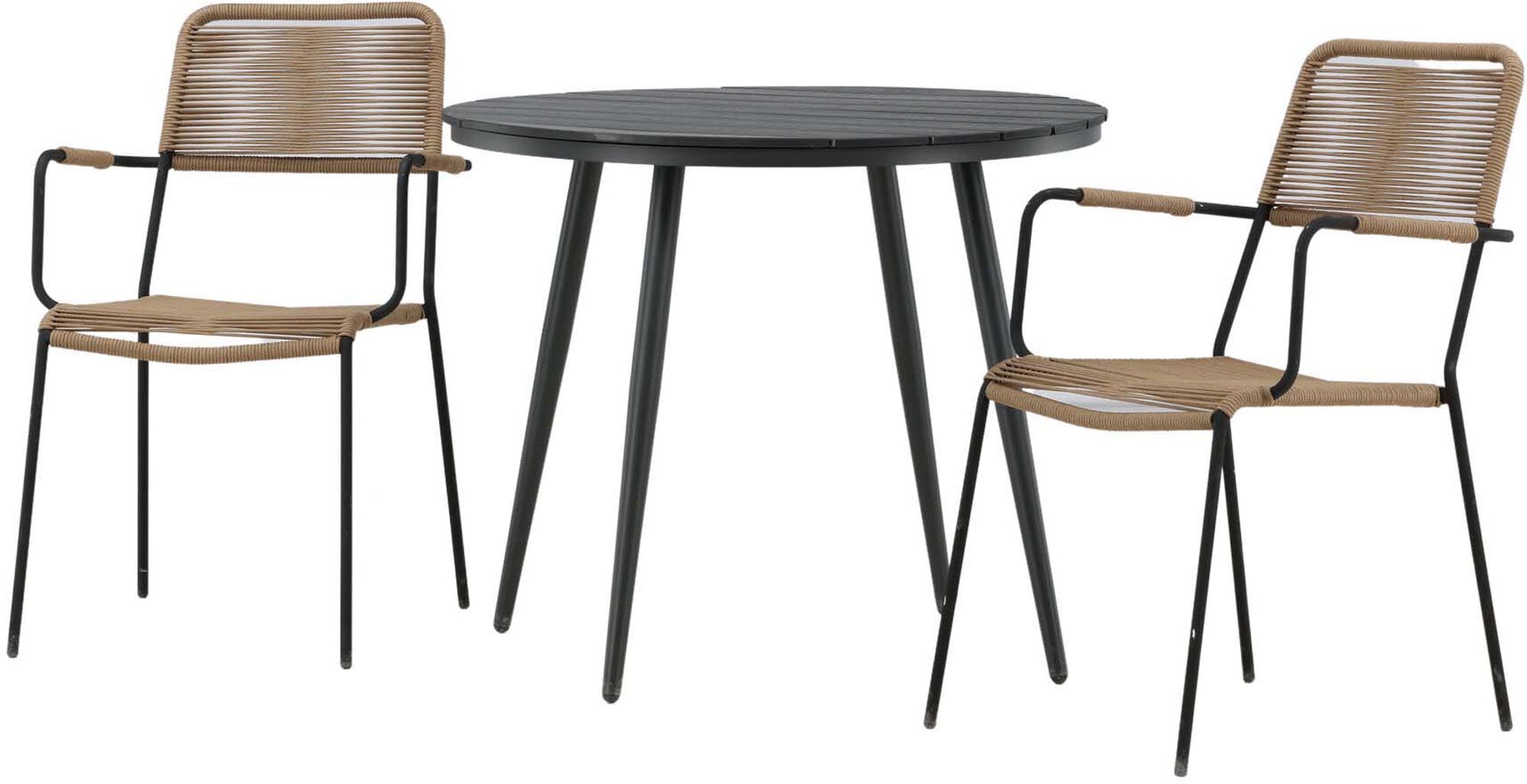 Elegantes Break Outdoor-Tischset mit Lindos Arm für 2 Personen. Ideal für entspannte Abende auf der Terrasse. Wetterfest und pflegeleicht.