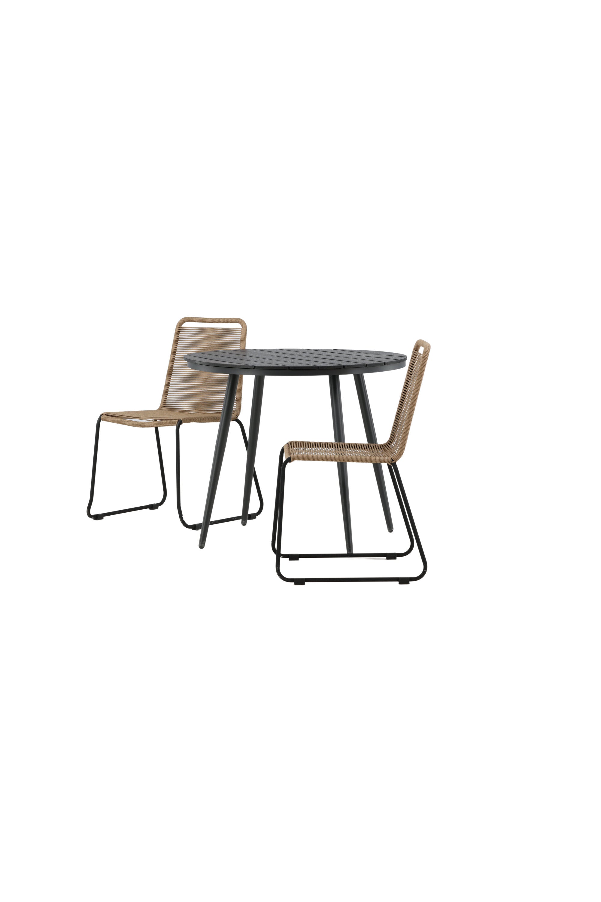 Break Outdoor-Tischset + Lindos Stack ⌀90cm/2St. in Schwarz / Latte präsentiert im Onlineshop von KAQTU Design AG. Gartentischset ist von Venture Home