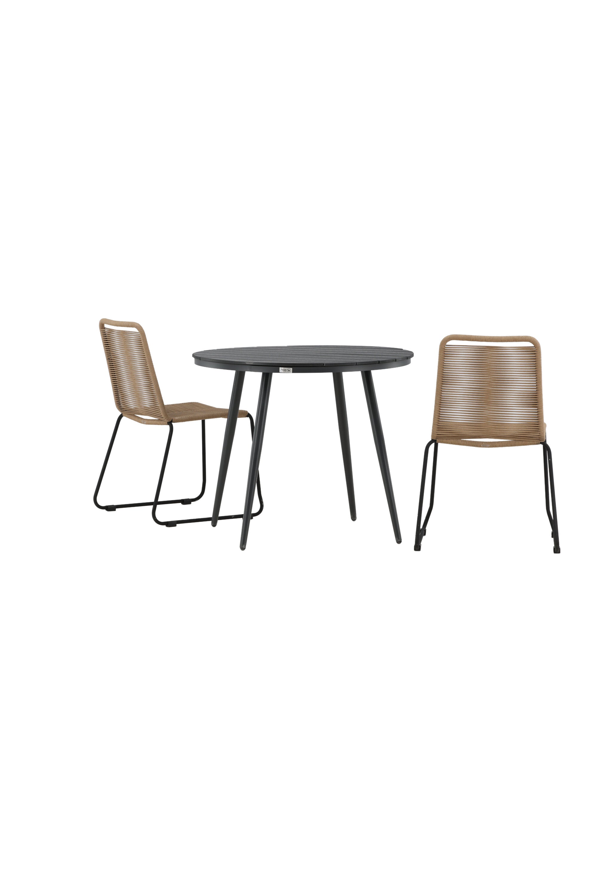 Break Outdoor-Tischset + Lindos Stack ⌀90cm/2St. in Schwarz / Latte präsentiert im Onlineshop von KAQTU Design AG. Gartentischset ist von Venture Home
