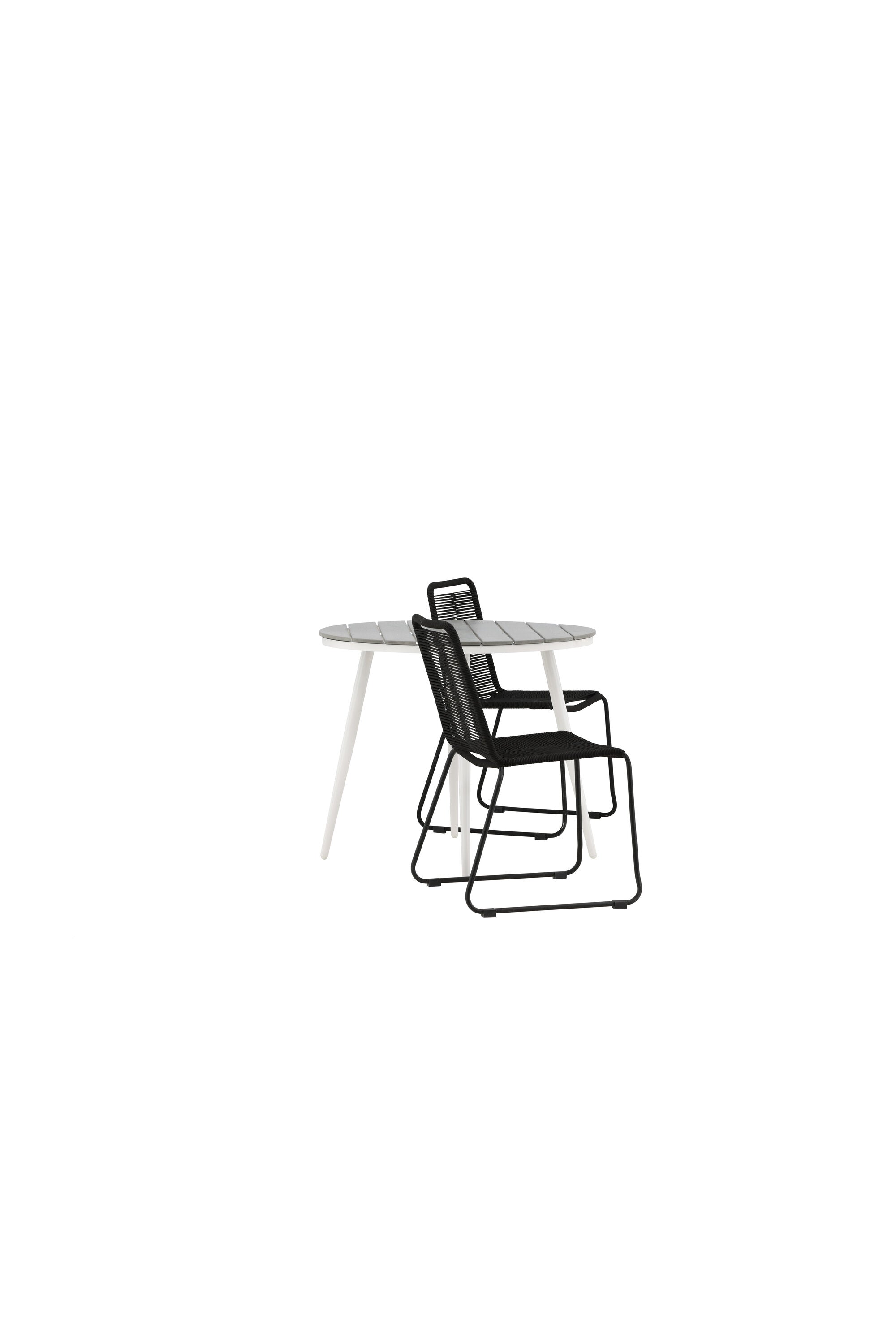 Break Outdoor-Tischset + Lindos Stack ⌀90cm/2St. in Weiss präsentiert im Onlineshop von KAQTU Design AG. Gartentischset ist von Venture Home