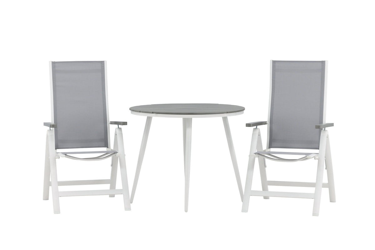 Break Outdoor-Tischset + Albany ⌀90cm/2St. in Weiss präsentiert im Onlineshop von KAQTU Design AG. Gartentischset ist von Venture Home
