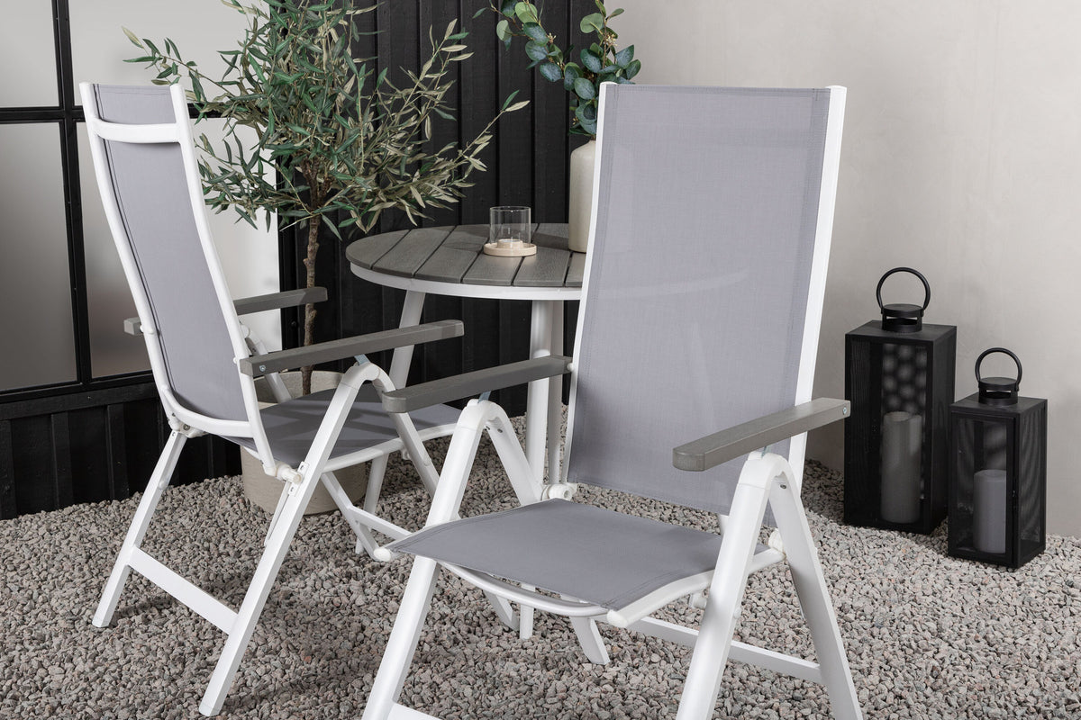Break Outdoor-Tischset + Albany ⌀90cm/2St. in Weiss präsentiert im Onlineshop von KAQTU Design AG. Gartentischset ist von Venture Home