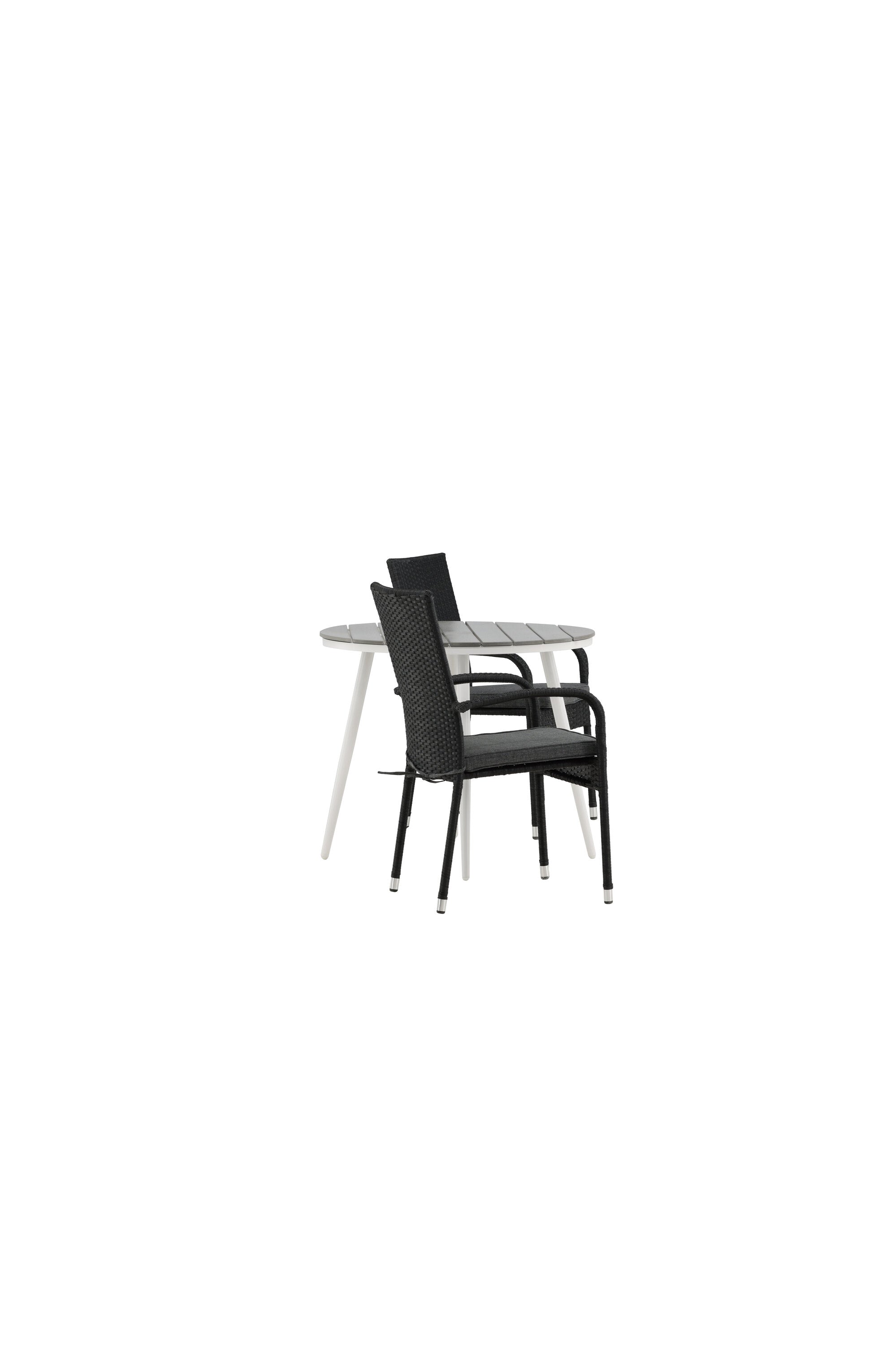 Break Outdoor-Tischset + Anna ⌀90cm/2St. in Weiss / Grau präsentiert im Onlineshop von KAQTU Design AG. Gartentischset ist von Venture Home
