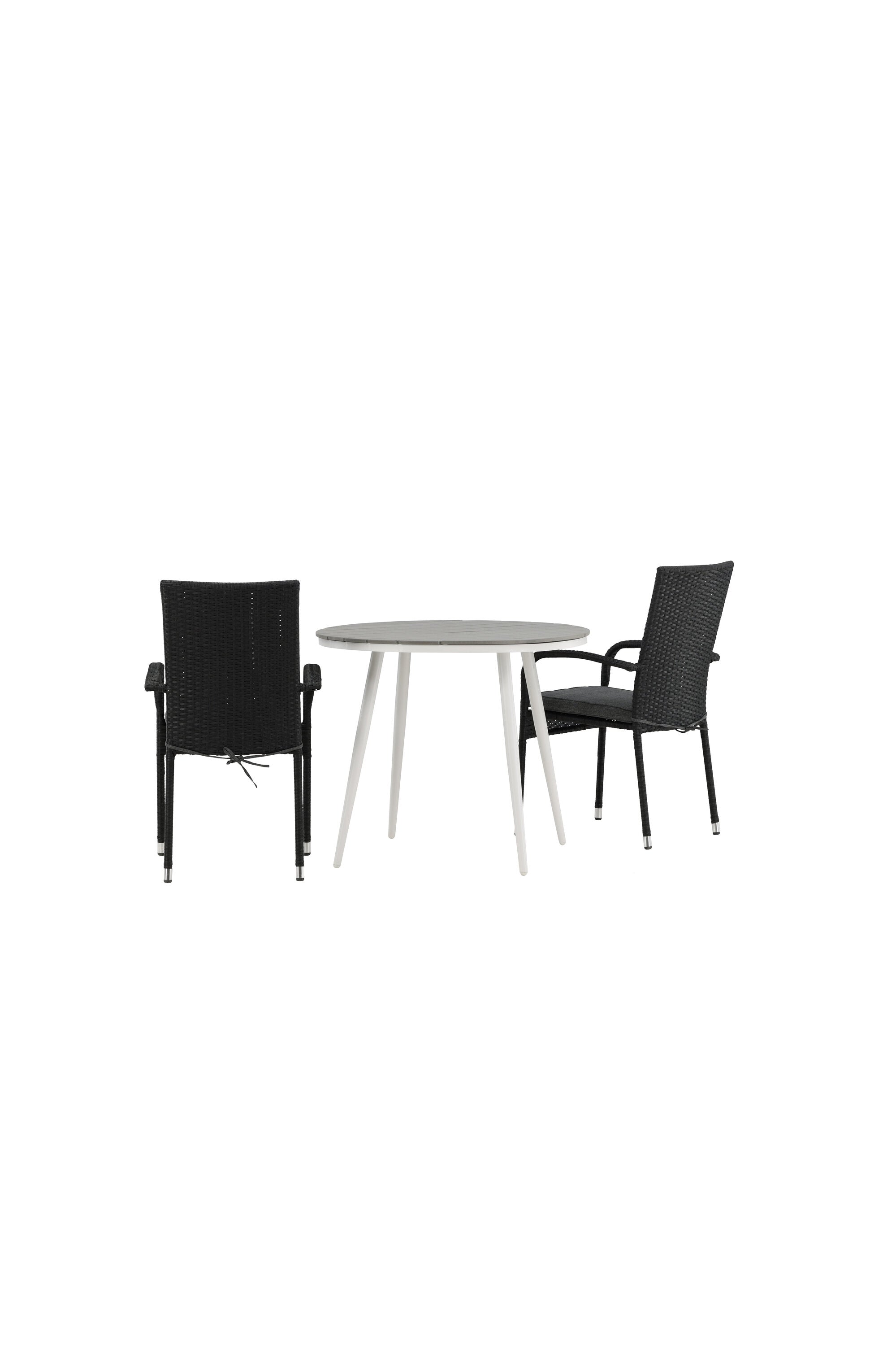 Break Outdoor-Tischset + Anna ⌀90cm/2St. in Weiss / Grau präsentiert im Onlineshop von KAQTU Design AG. Gartentischset ist von Venture Home