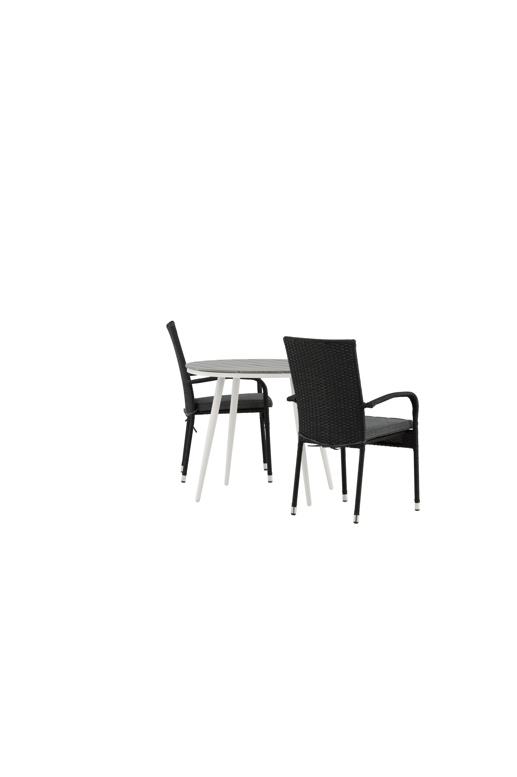 Break Outdoor-Tischset + Anna ⌀90cm/2St. in Weiss / Grau präsentiert im Onlineshop von KAQTU Design AG. Gartentischset ist von Venture Home