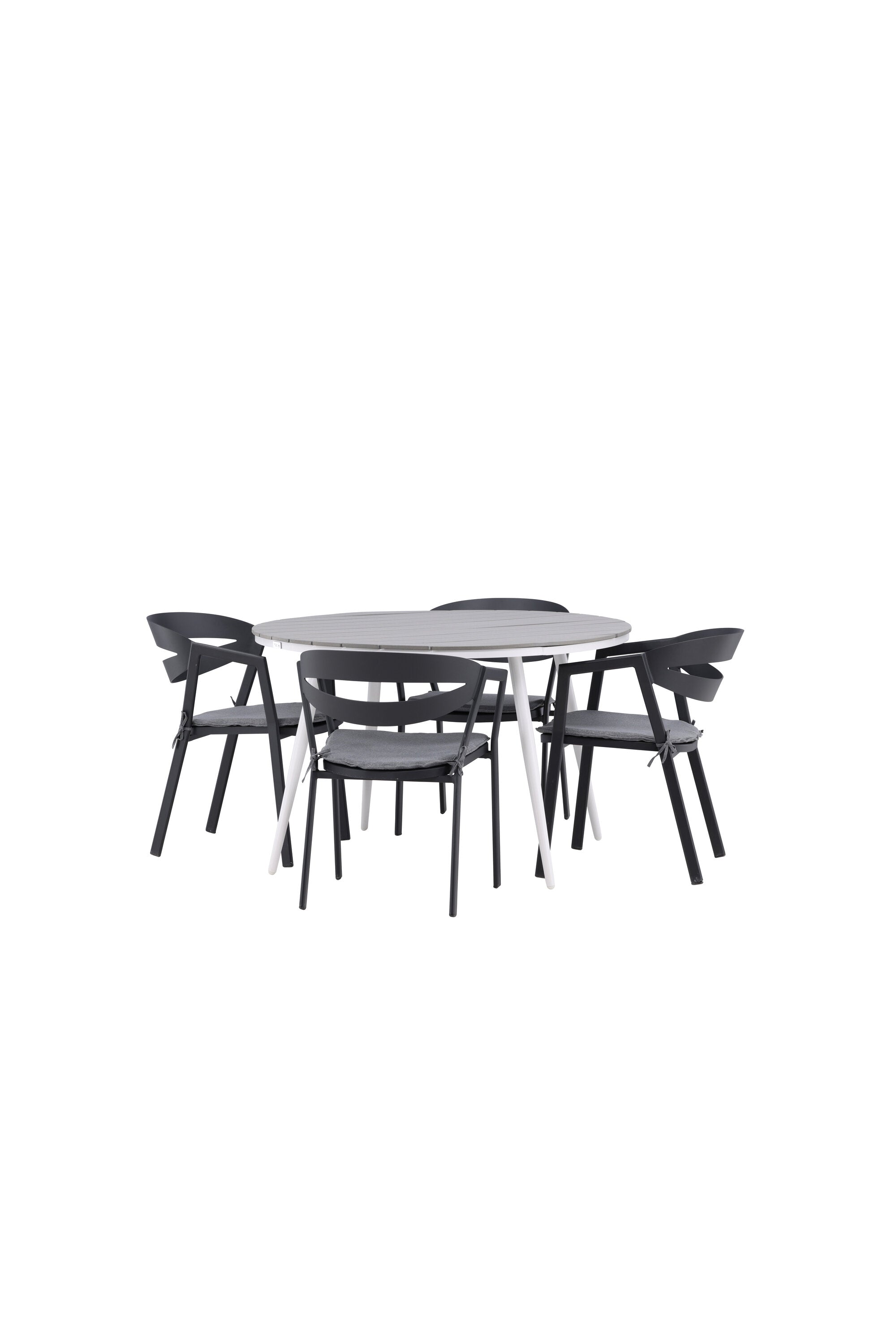 Break Outdoor-Tischset + Slit ⌀120cm/4St. in Weiss präsentiert im Onlineshop von KAQTU Design AG. Gartentischset ist von Venture Home