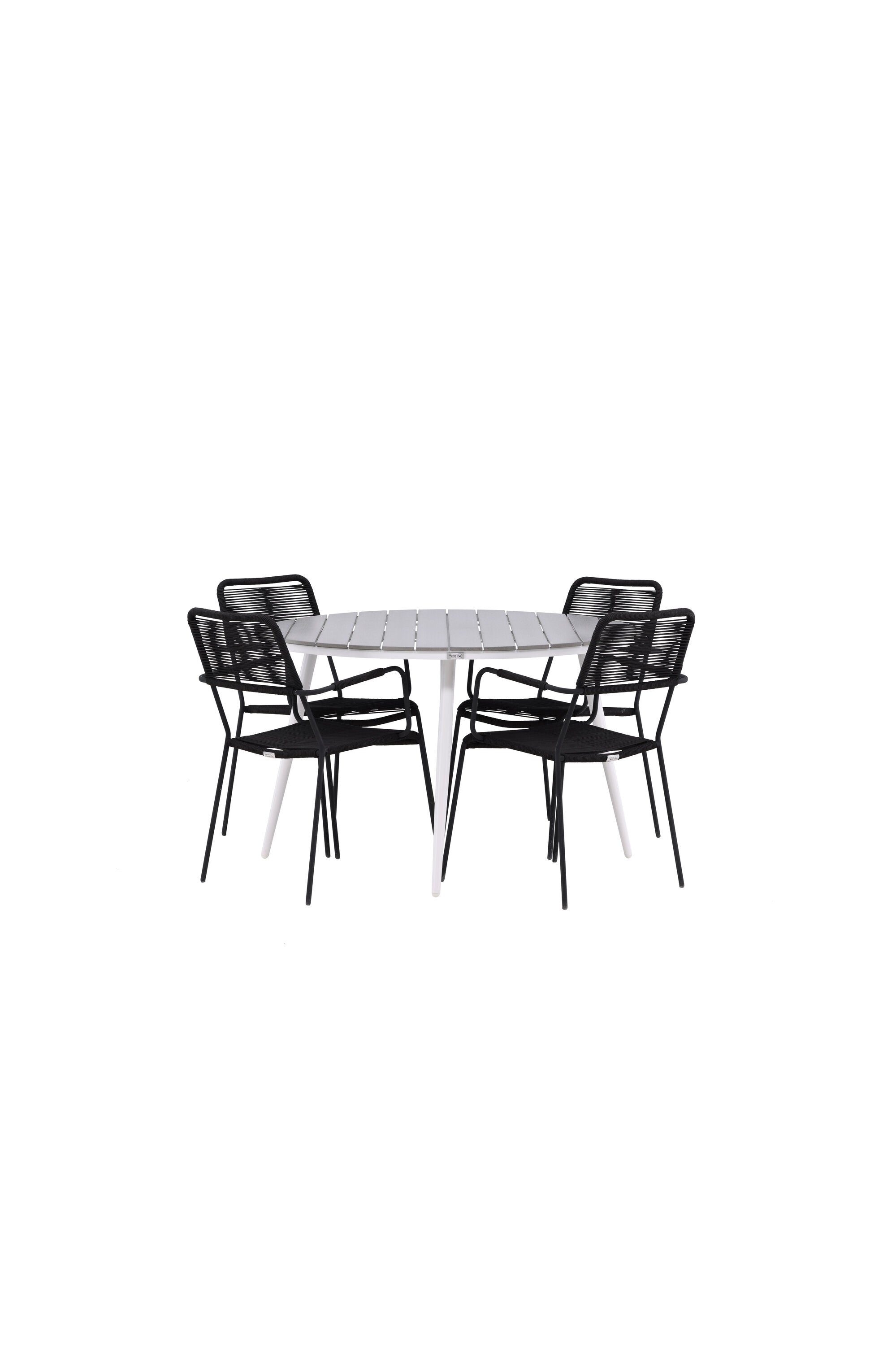 Break Outdoor-Tischset + Lindos Arm ⌀120cm/4St. in Weiss präsentiert im Onlineshop von KAQTU Design AG. Gartentischset ist von Venture Home