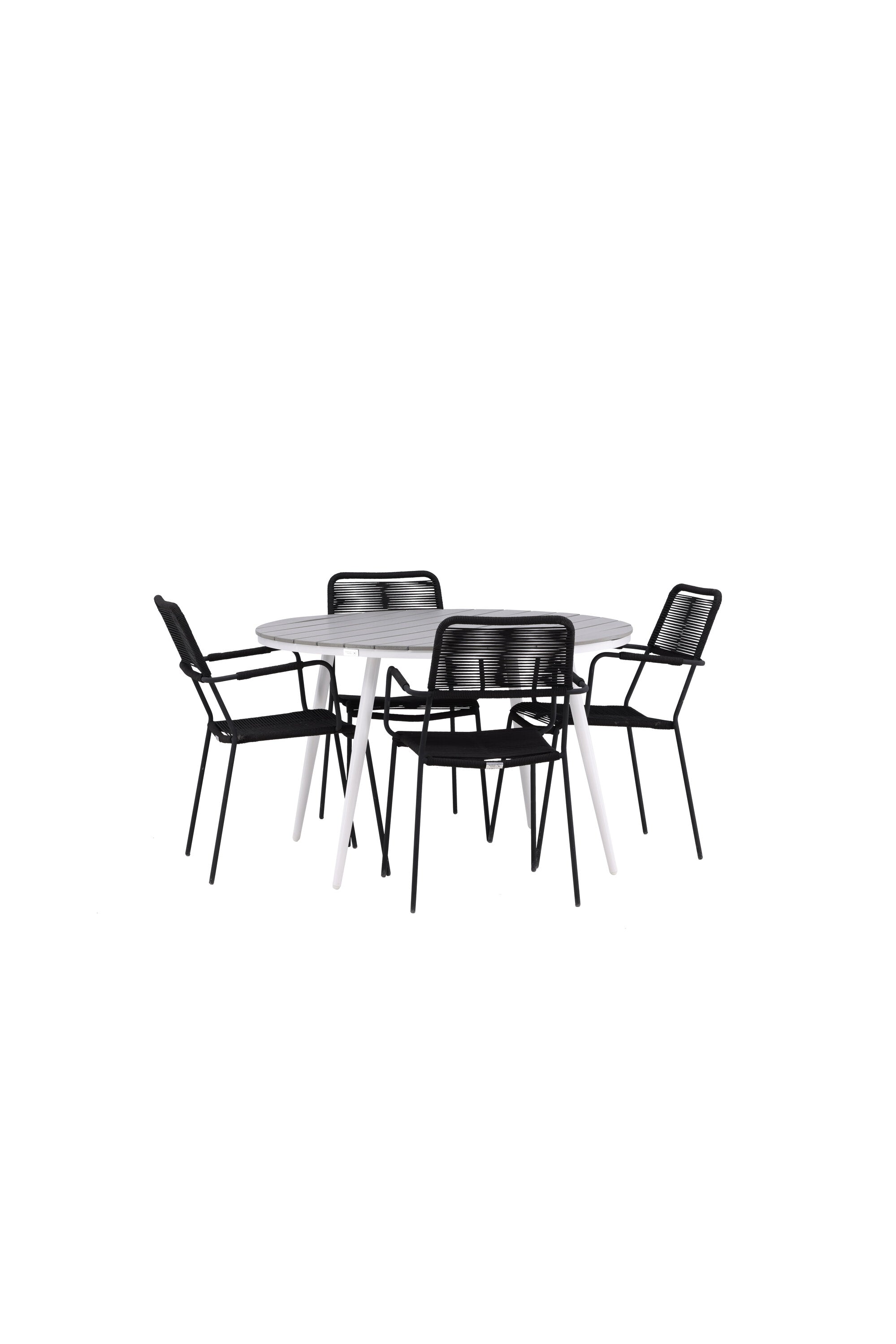 Break Outdoor-Tischset + Lindos Arm ⌀120cm/4St. in Weiss präsentiert im Onlineshop von KAQTU Design AG. Gartentischset ist von Venture Home