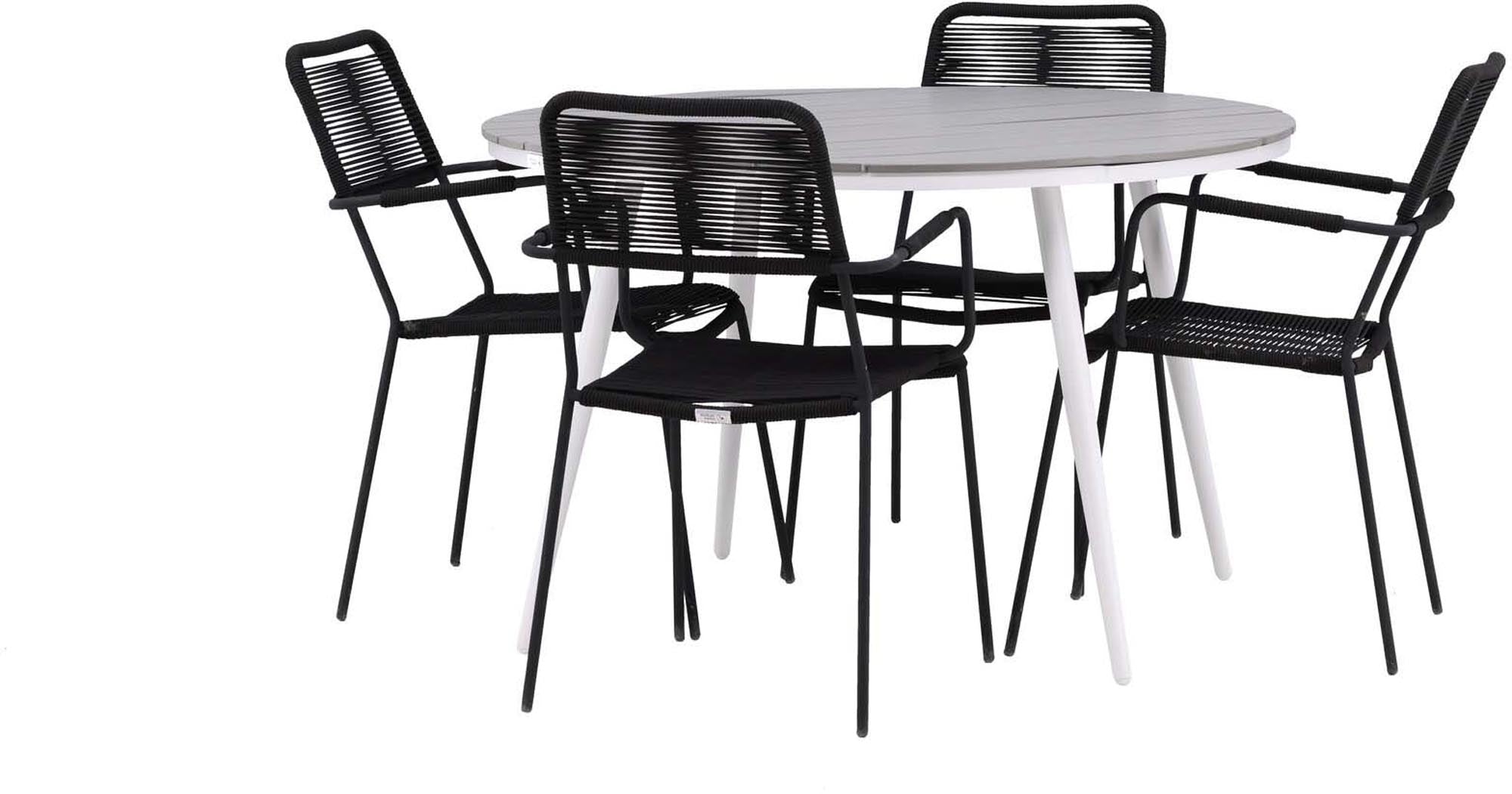 Robustes Tischset für 4, perfekt für stilvolle Gartenpartys.