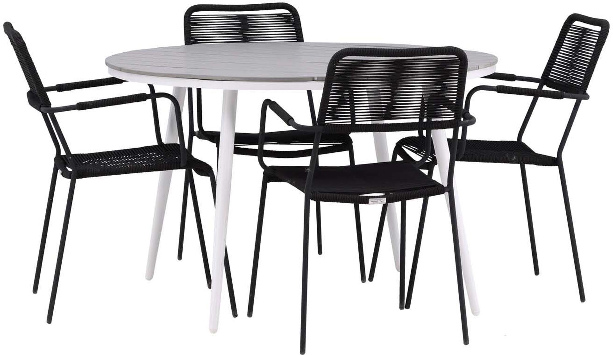 Stilvolles Gartentischset für 4 Personen, aus hochwertigem Aintwood und robustem Aluminium. Perfekt für gesellige Momente im Freien.