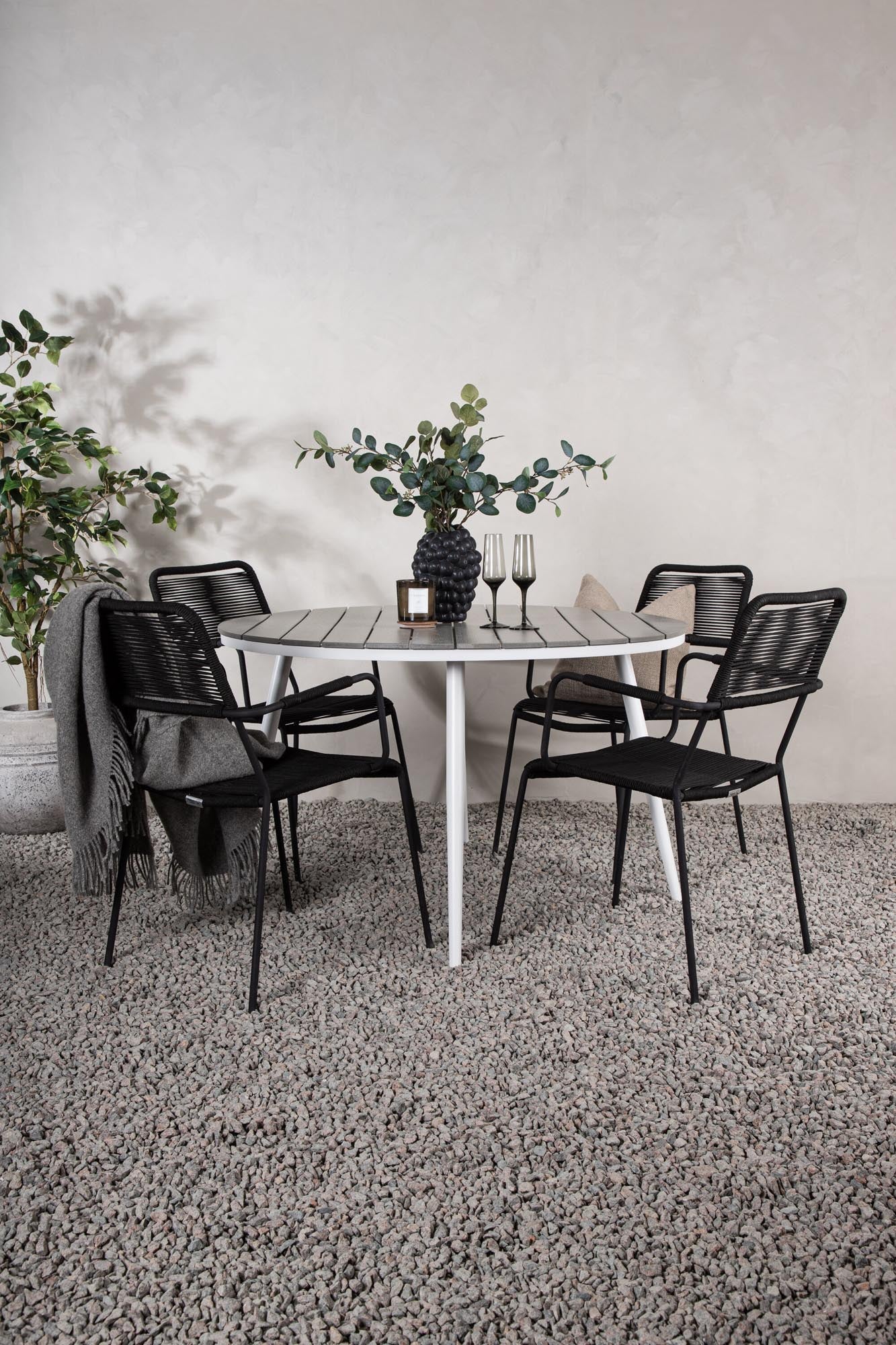 Elegantes Venture Home Tischset für 4, ideal für den Aussenbereich.