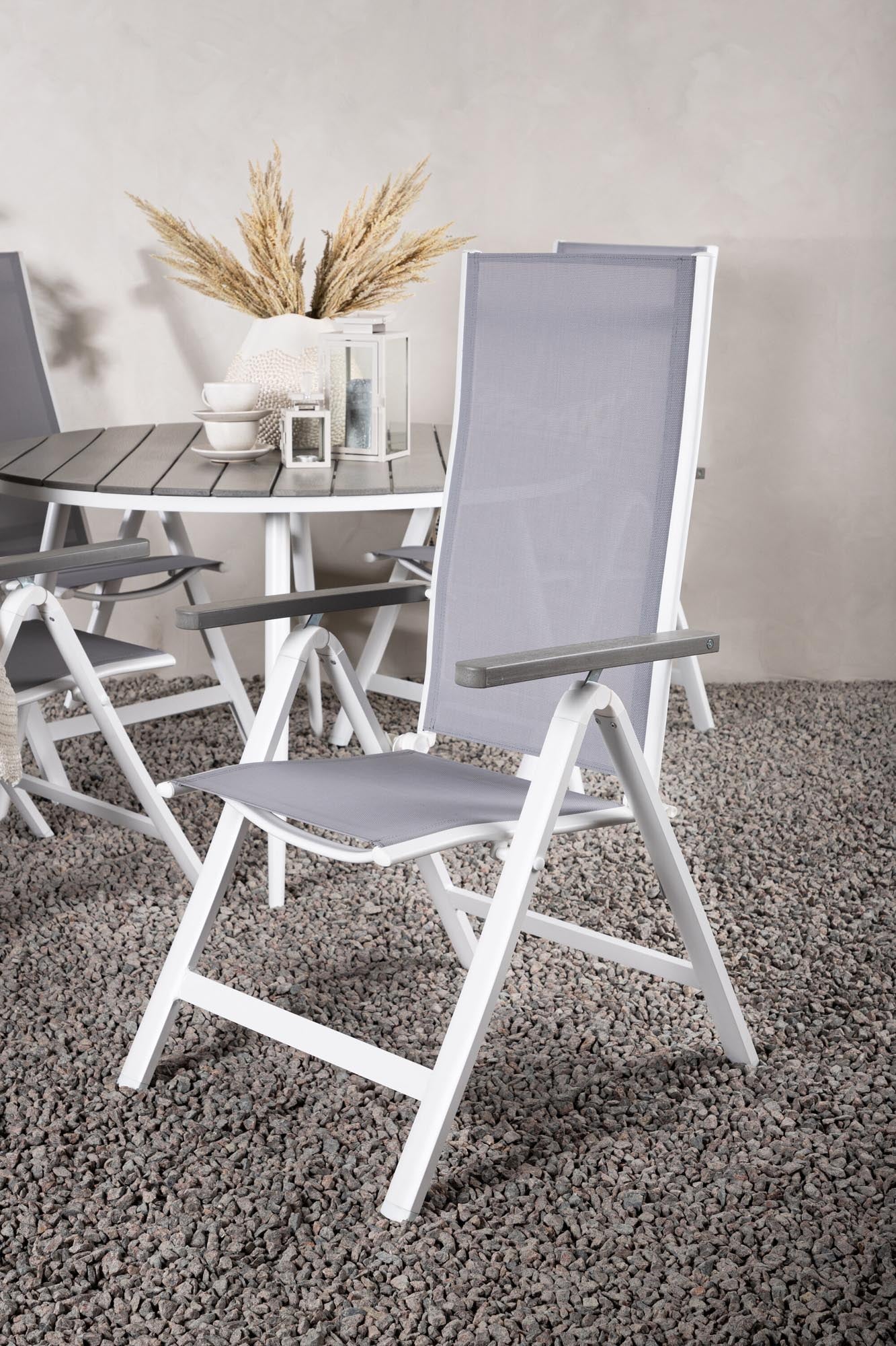 Break Outdoor-Tischset + Albany ⌀120cm/4St. in Weiss präsentiert im Onlineshop von KAQTU Design AG. Gartentischset ist von Venture Home