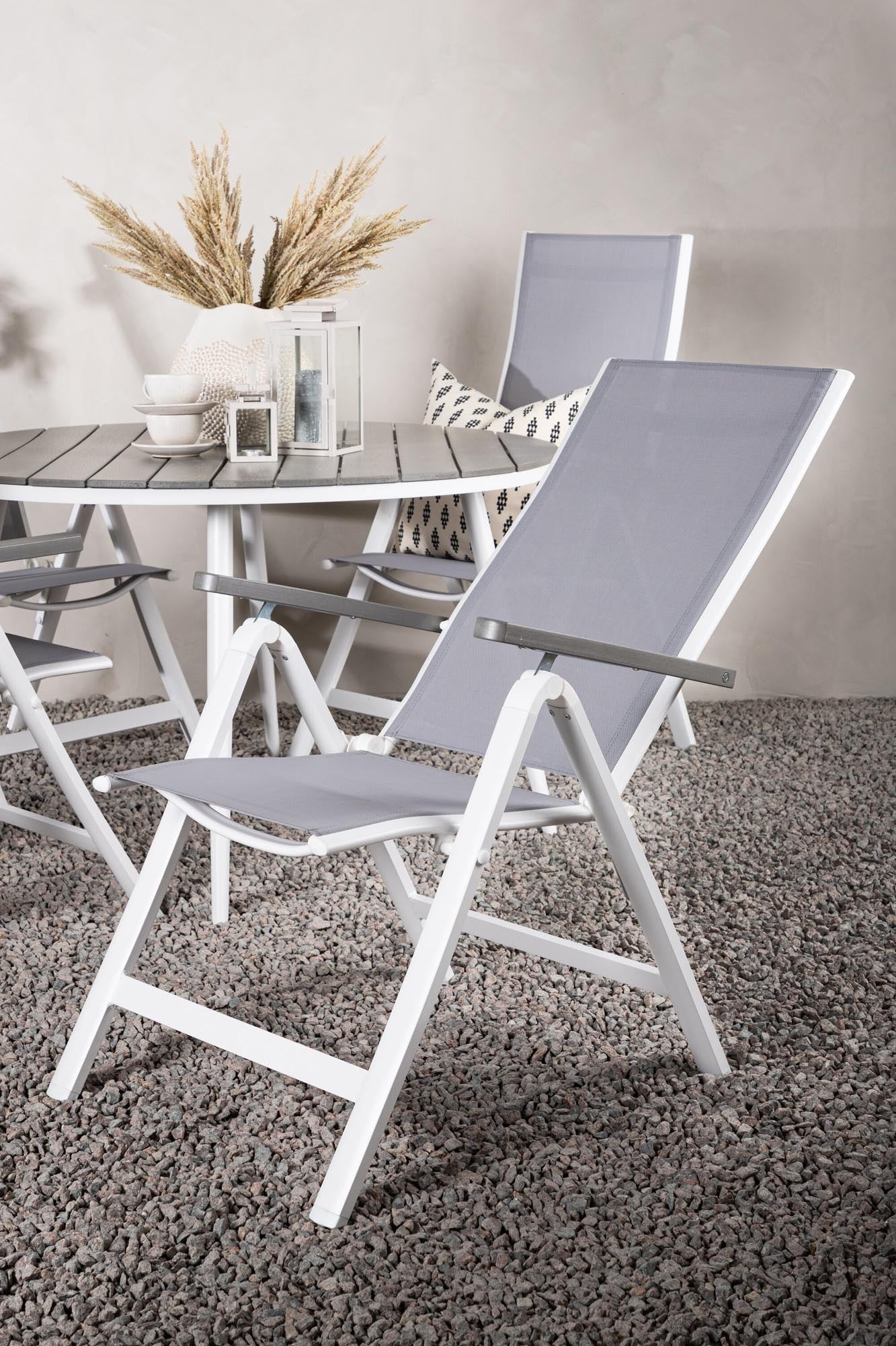 Break Outdoor-Tischset + Albany ⌀120cm/4St. in Weiss präsentiert im Onlineshop von KAQTU Design AG. Gartentischset ist von Venture Home