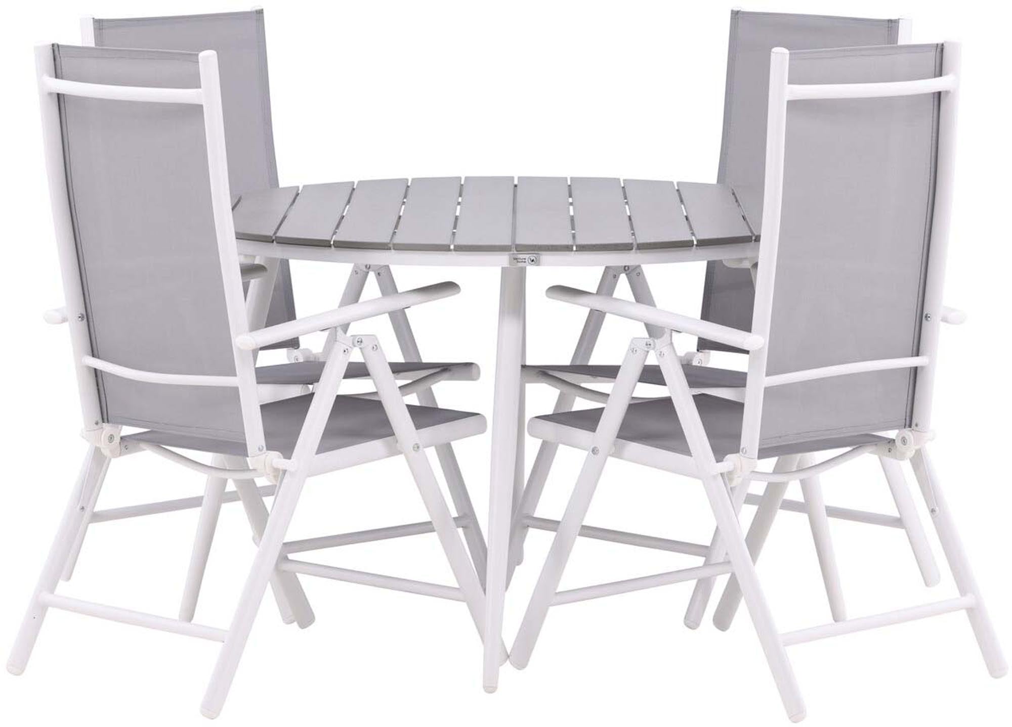 Verleihen Sie Ihrem Außenbereich mit dem Break Outdoor-Tischset ⌀120cm von Venture Home einen Hauch von Eleganz. Ideal für gesellige Runden!