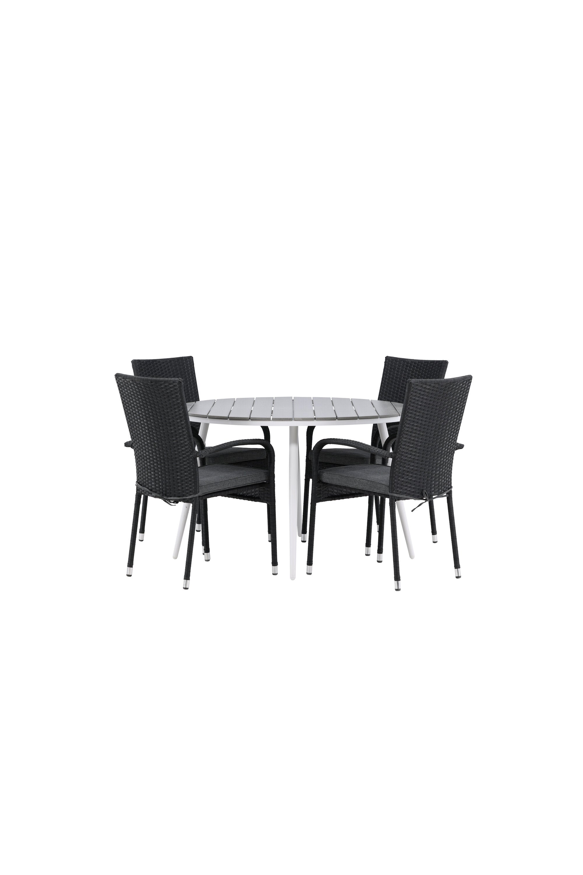 Break Outdoor-Tischset + Anna ⌀120cm/4St. in Weiss/Grau präsentiert im Onlineshop von KAQTU Design AG. Gartentischset ist von Venture Home