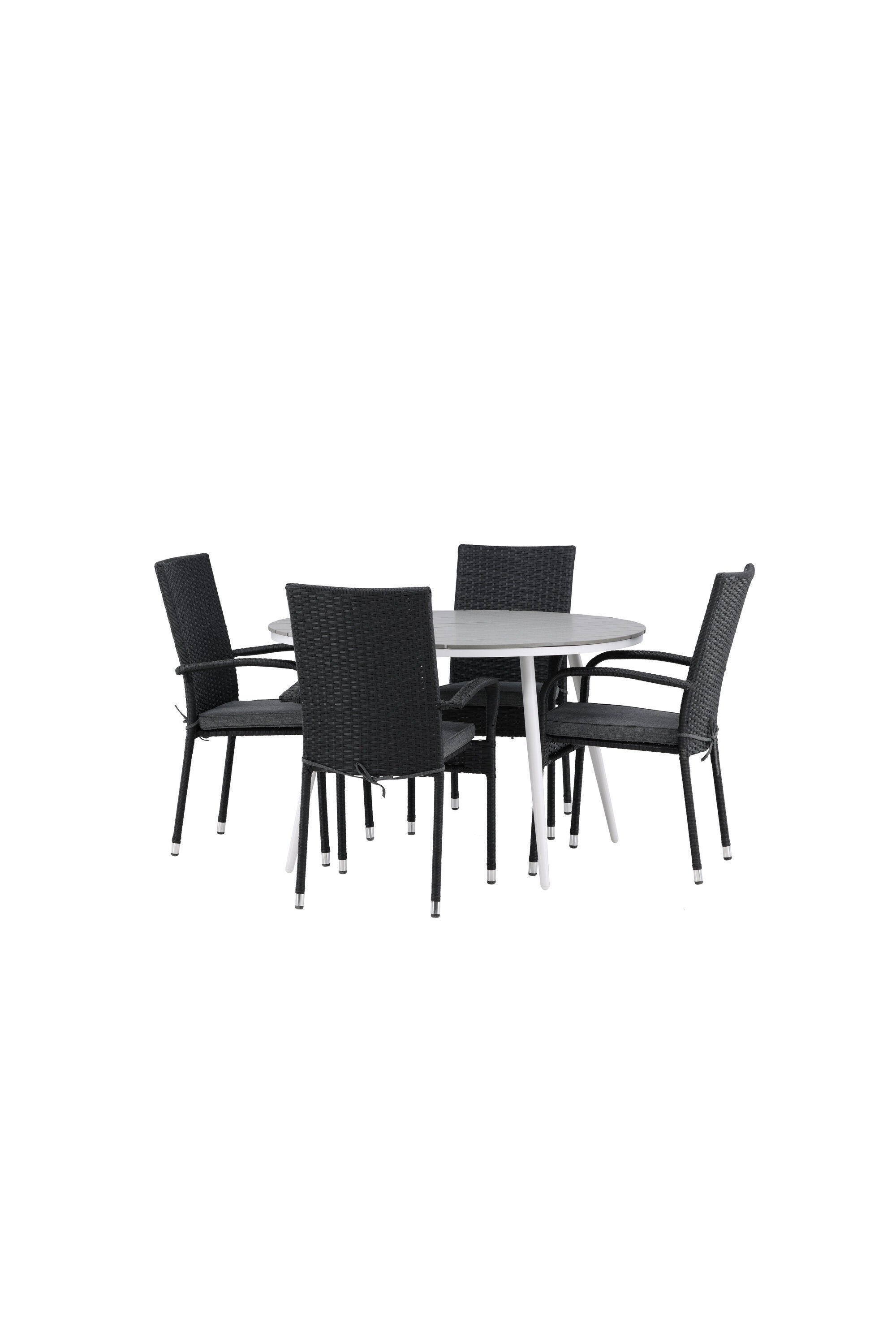 Break Outdoor-Tischset + Anna ⌀120cm/4St. in Weiss/Grau präsentiert im Onlineshop von KAQTU Design AG. Gartentischset ist von Venture Home