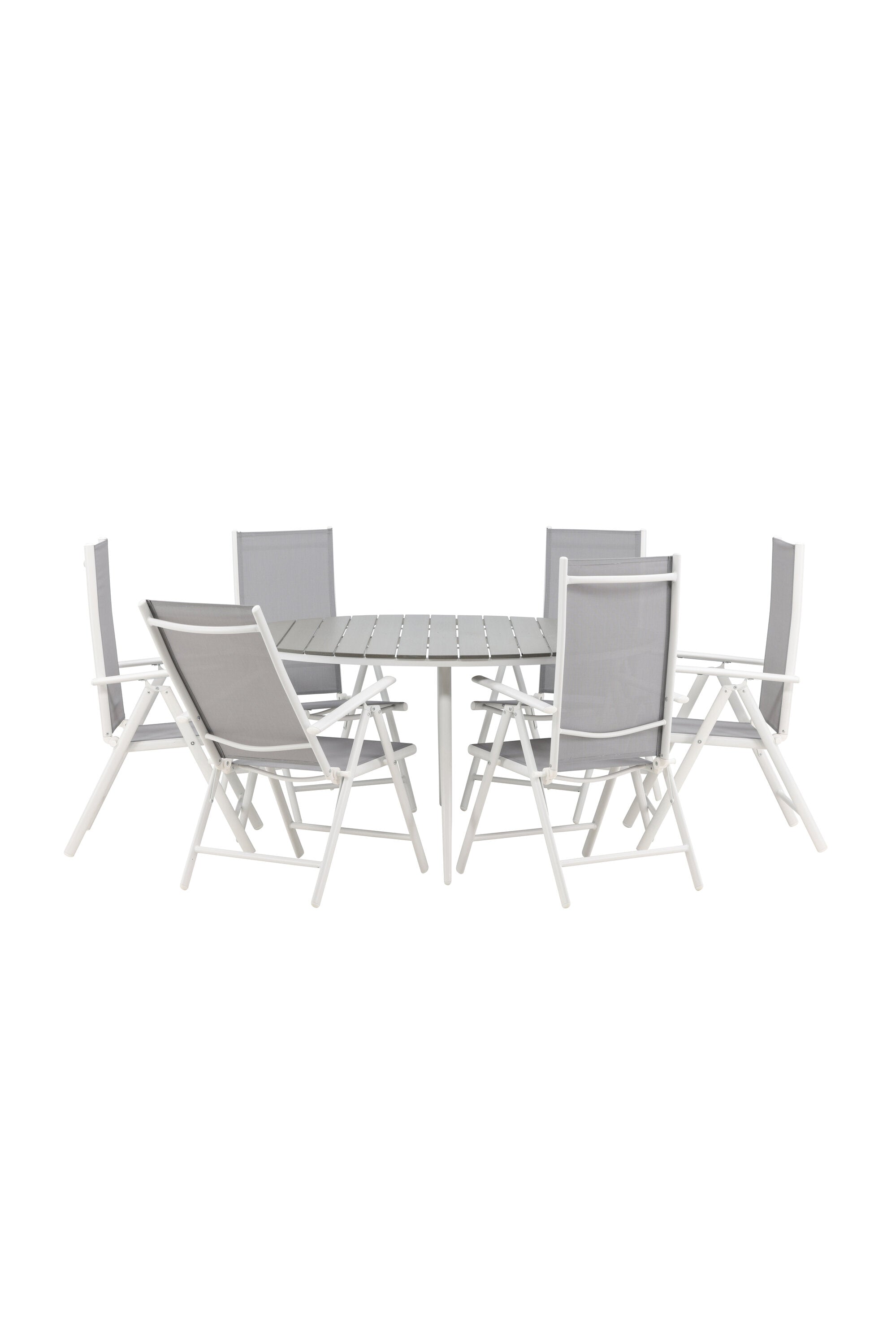 Break Outdoor-Tischset ⌀150cm/6St. in Weiss präsentiert im Onlineshop von KAQTU Design AG. Gartentischset ist von Venture Home