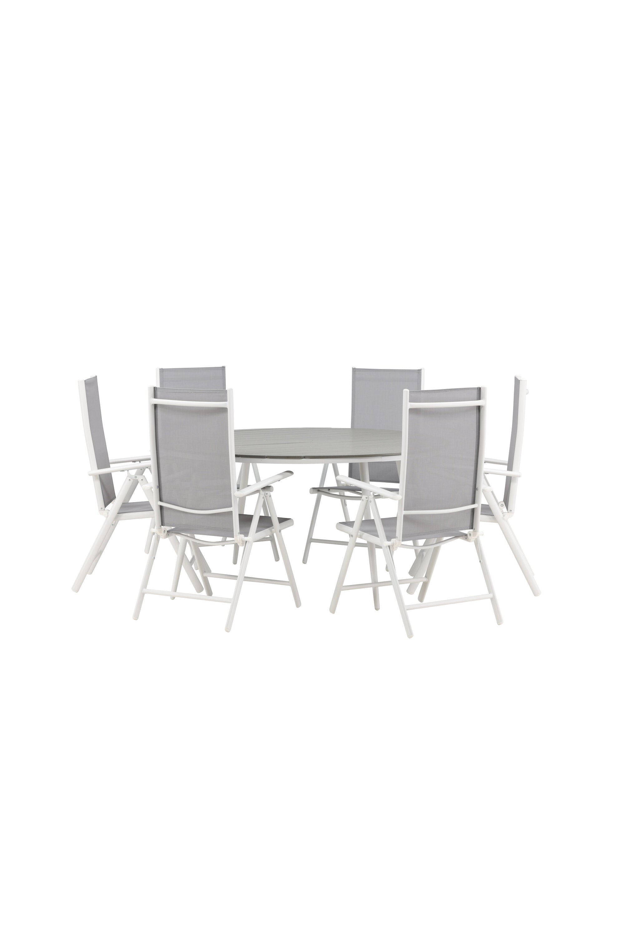 Break Outdoor-Tischset ⌀150cm/6St. in Weiss präsentiert im Onlineshop von KAQTU Design AG. Gartentischset ist von Venture Home