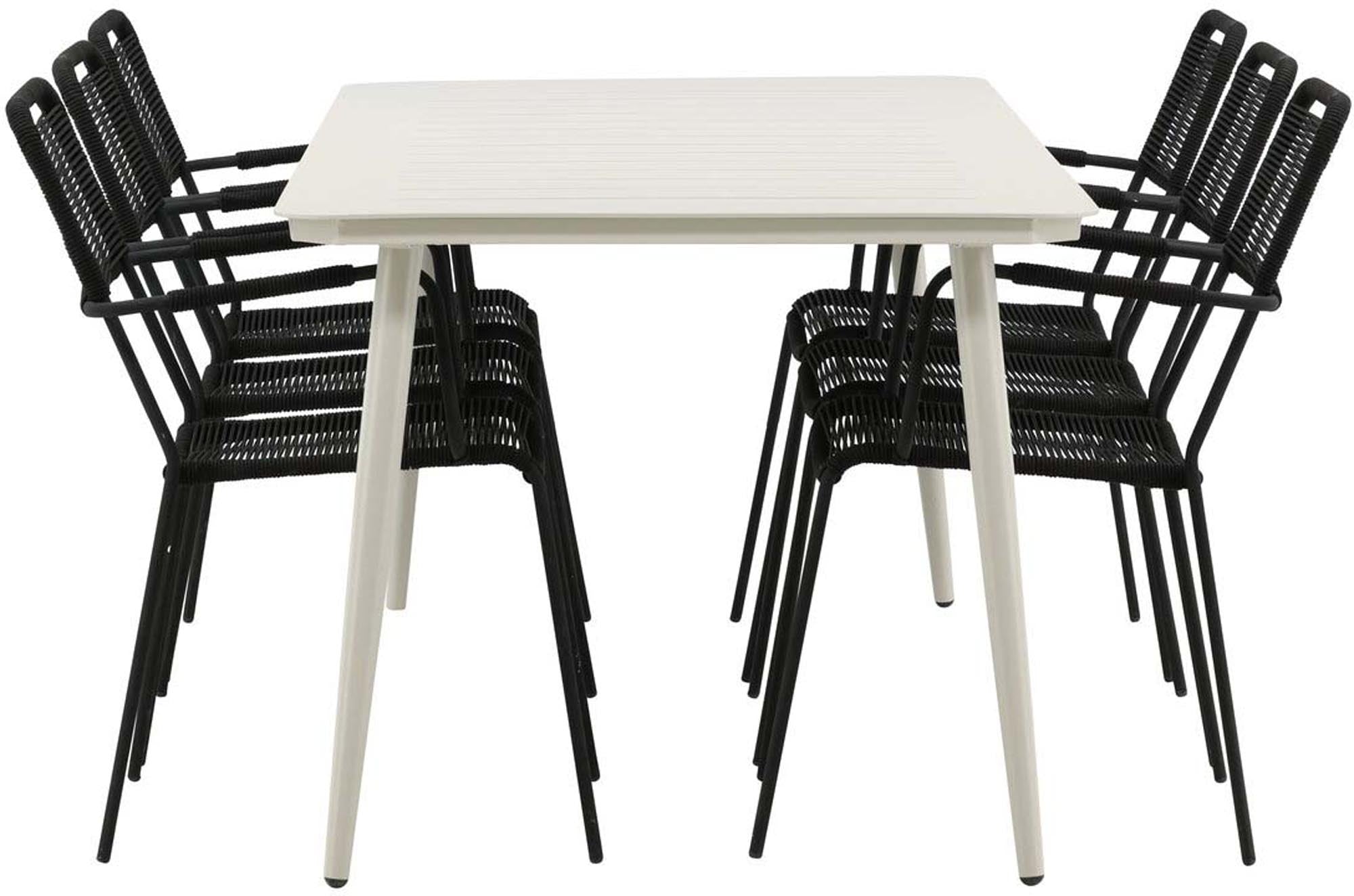 Entdecken Sie das Lina Outdoor-Tischset mit Lindos Armchair – stilvoll, robust und perfekt für gesellige Abende im Garten oder auf der Terrasse.