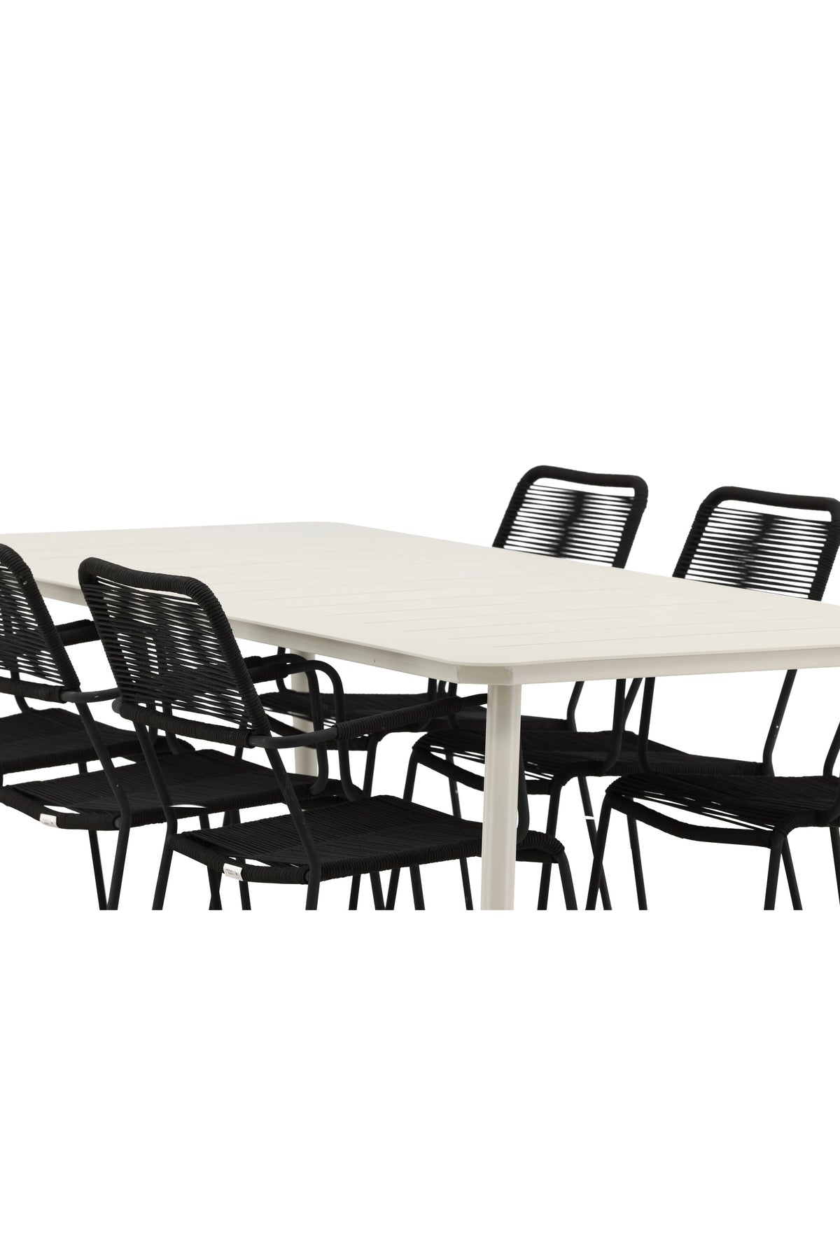 Lina Outdoor-Tischset + Lindos Armchair 200cm/6St. in Schwarz präsentiert im Onlineshop von KAQTU Design AG. Gartentischset ist von Venture Home