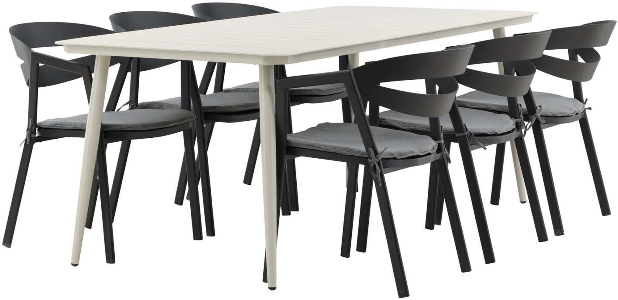 Robustes Lina Tischset 200cm für 6, ideal für Outdoor-Dinner.