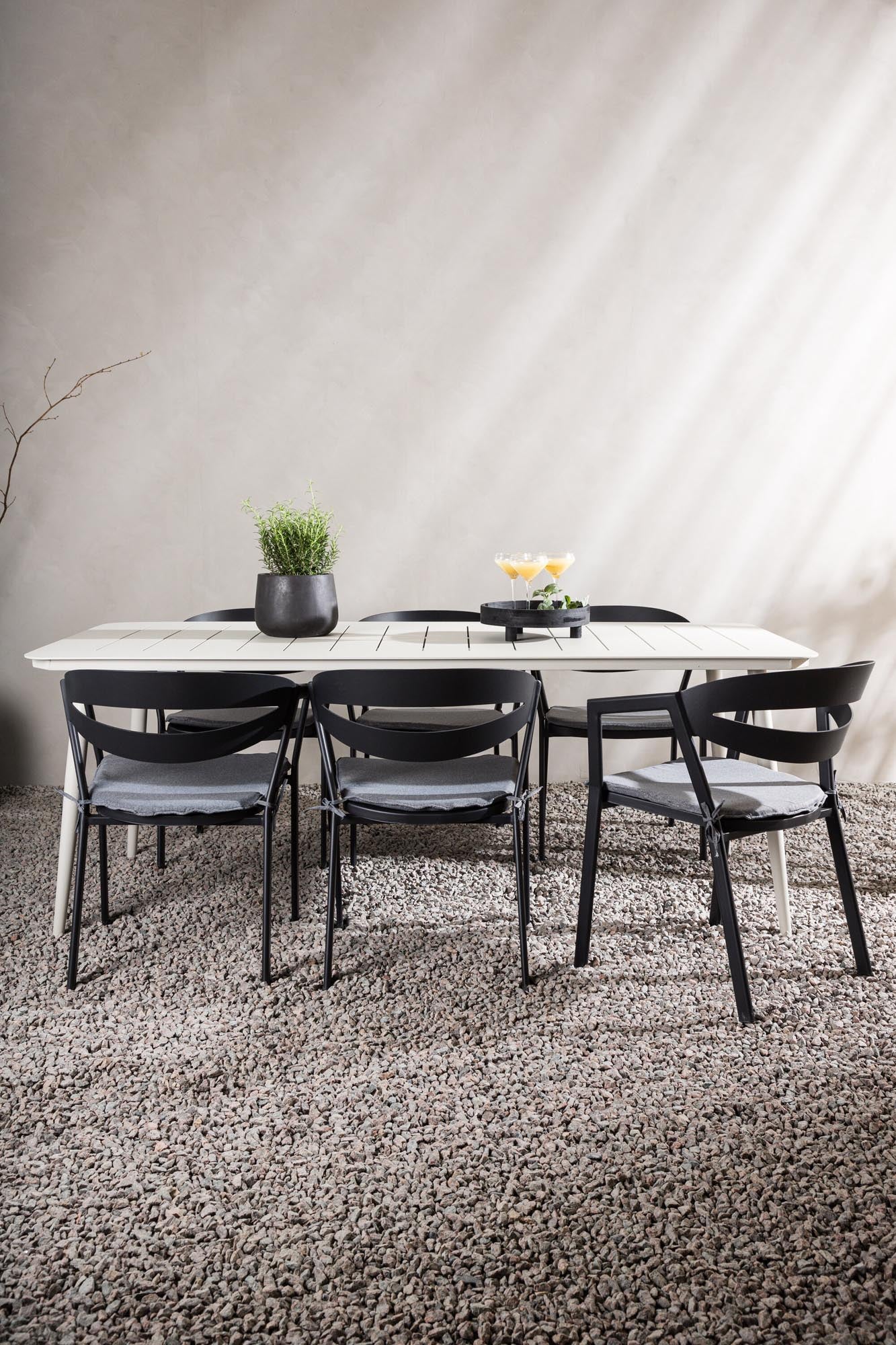 Stilvolles Lina Tischset 200cm für 6, ideal für Garten und Terrasse.