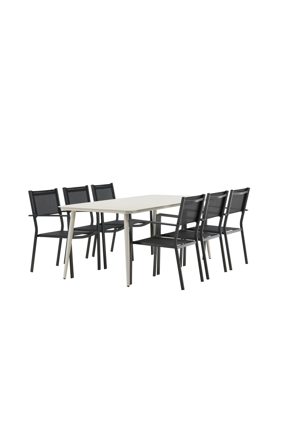 Lina Outdoor-Tischset + Copacabana 200cm/6St. in Schwarz präsentiert im Onlineshop von KAQTU Design AG. Gartentischset ist von Venture Home