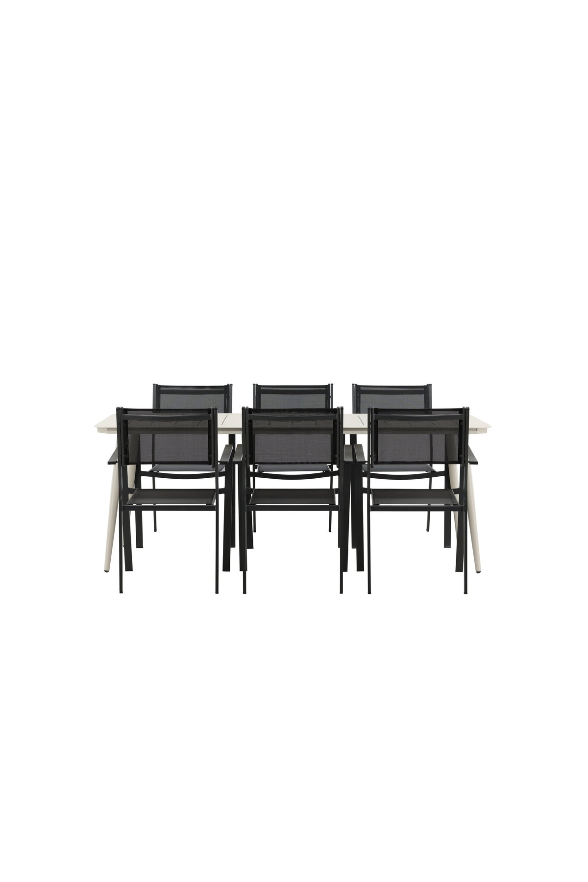 Lina Outdoor-Tischset + Copacabana 200cm/6St. in Schwarz präsentiert im Onlineshop von KAQTU Design AG. Gartentischset ist von Venture Home