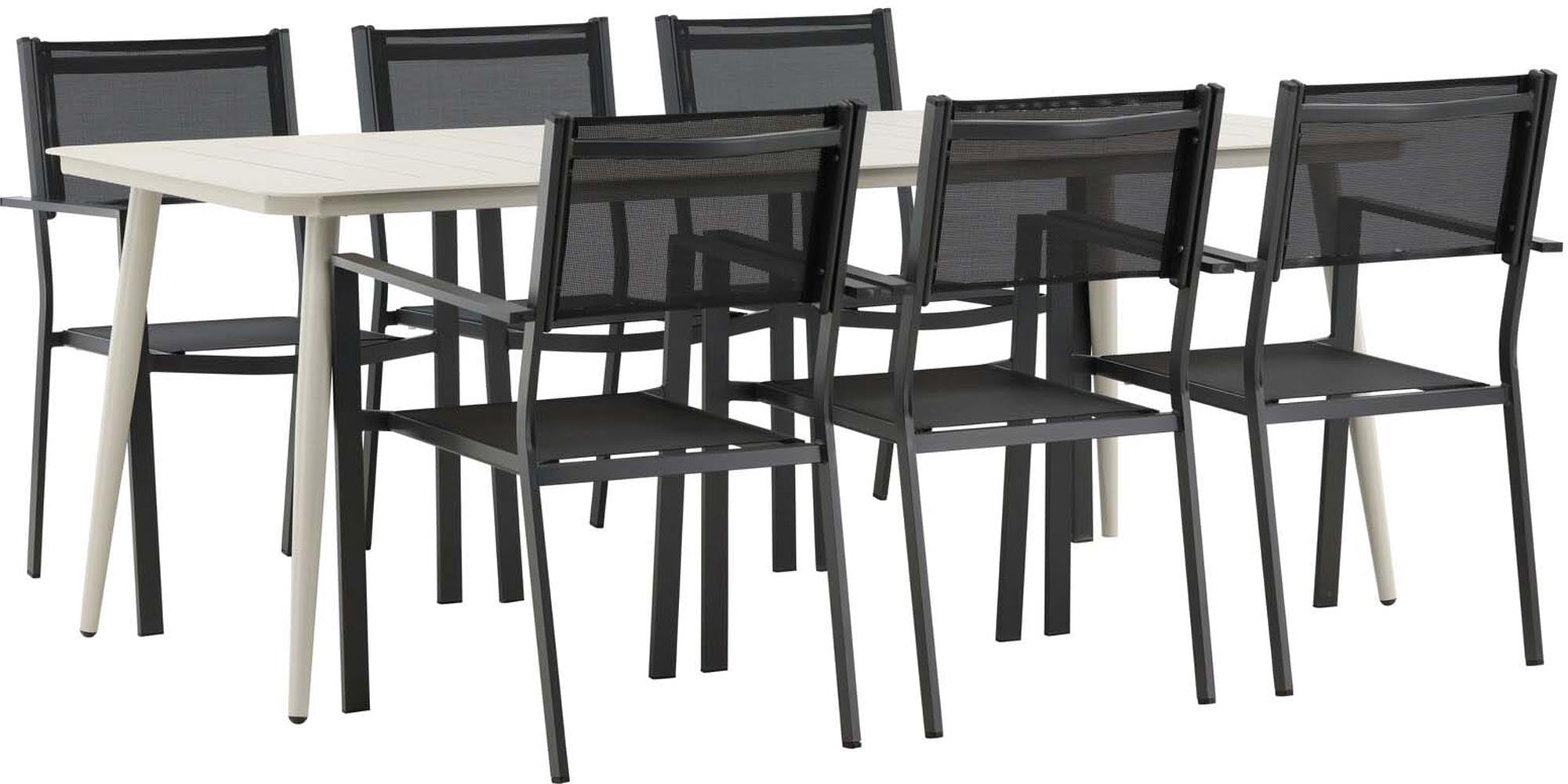 Entdecken Sie das elegante Lina Outdoor-Tischset mit Copacabana-Stühlen, perfekt für gesellige Momente im Freien. Robust, wetterfest und stilvoll!