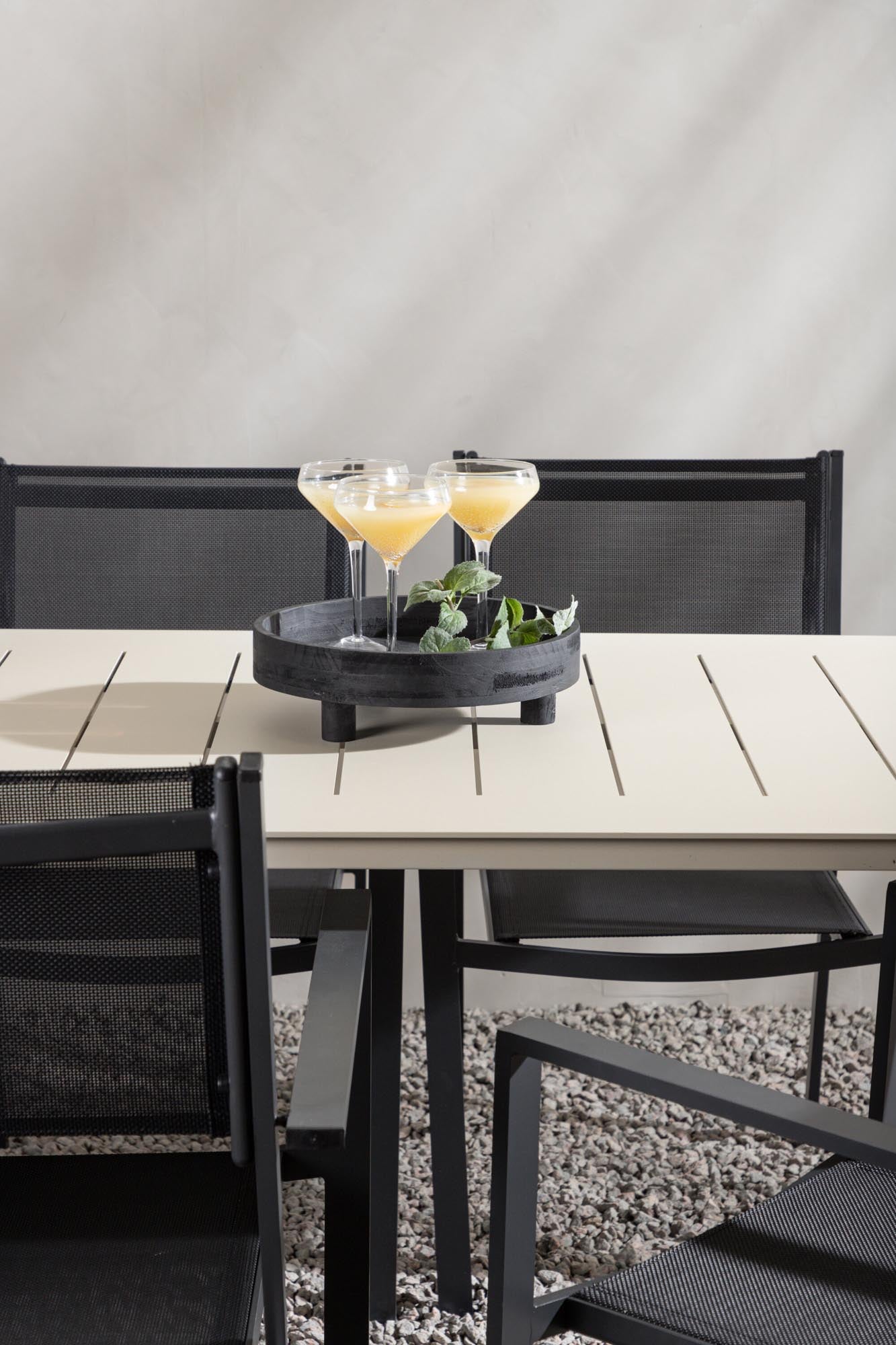 Elegantes Lina Tischset 200cm für 6, perfekt für Gartenpartys.