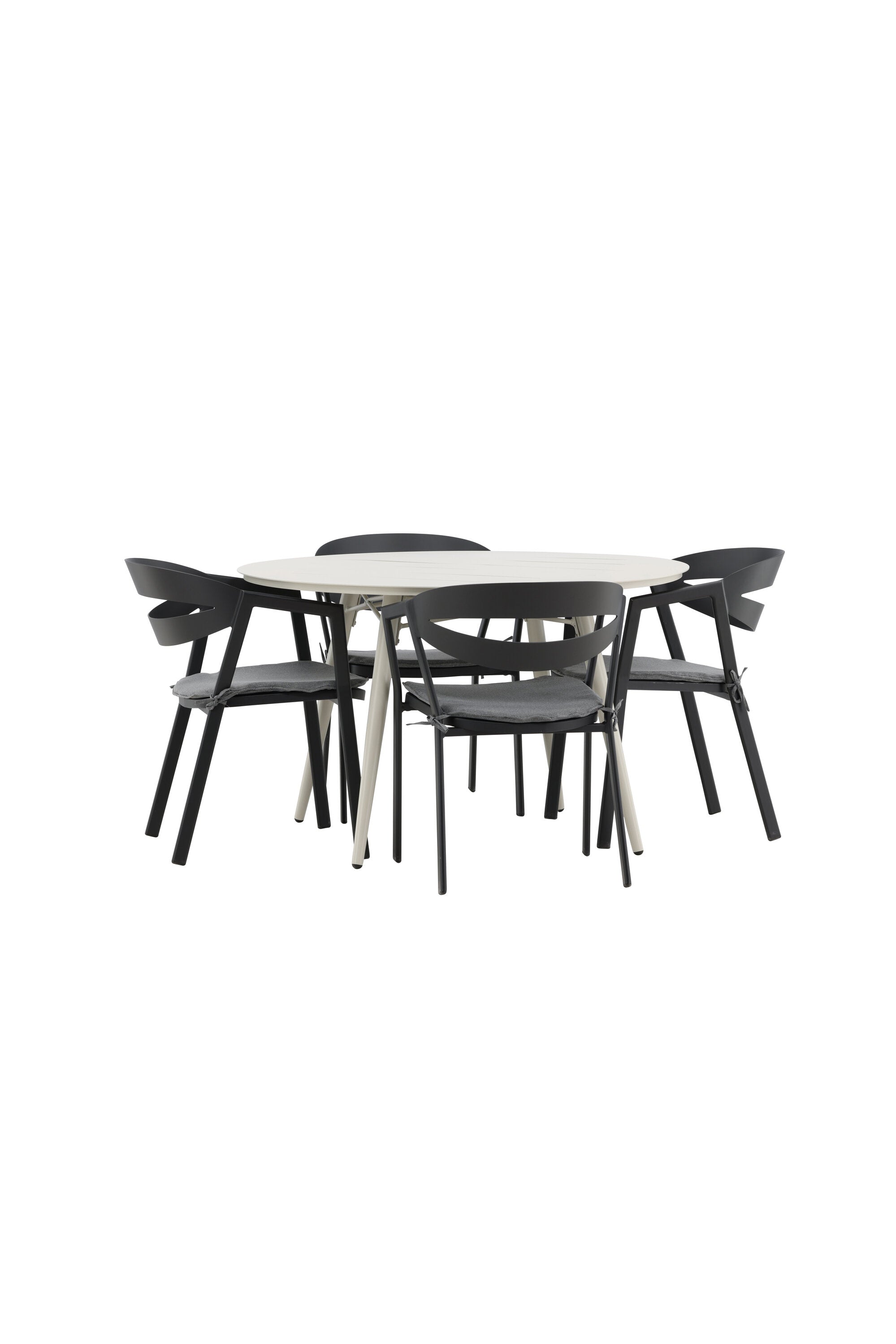 Lina Outdoor-Tischset + Slit ⌀120cm/4St. in Schwarz präsentiert im Onlineshop von KAQTU Design AG. Gartentischset ist von Venture Home
