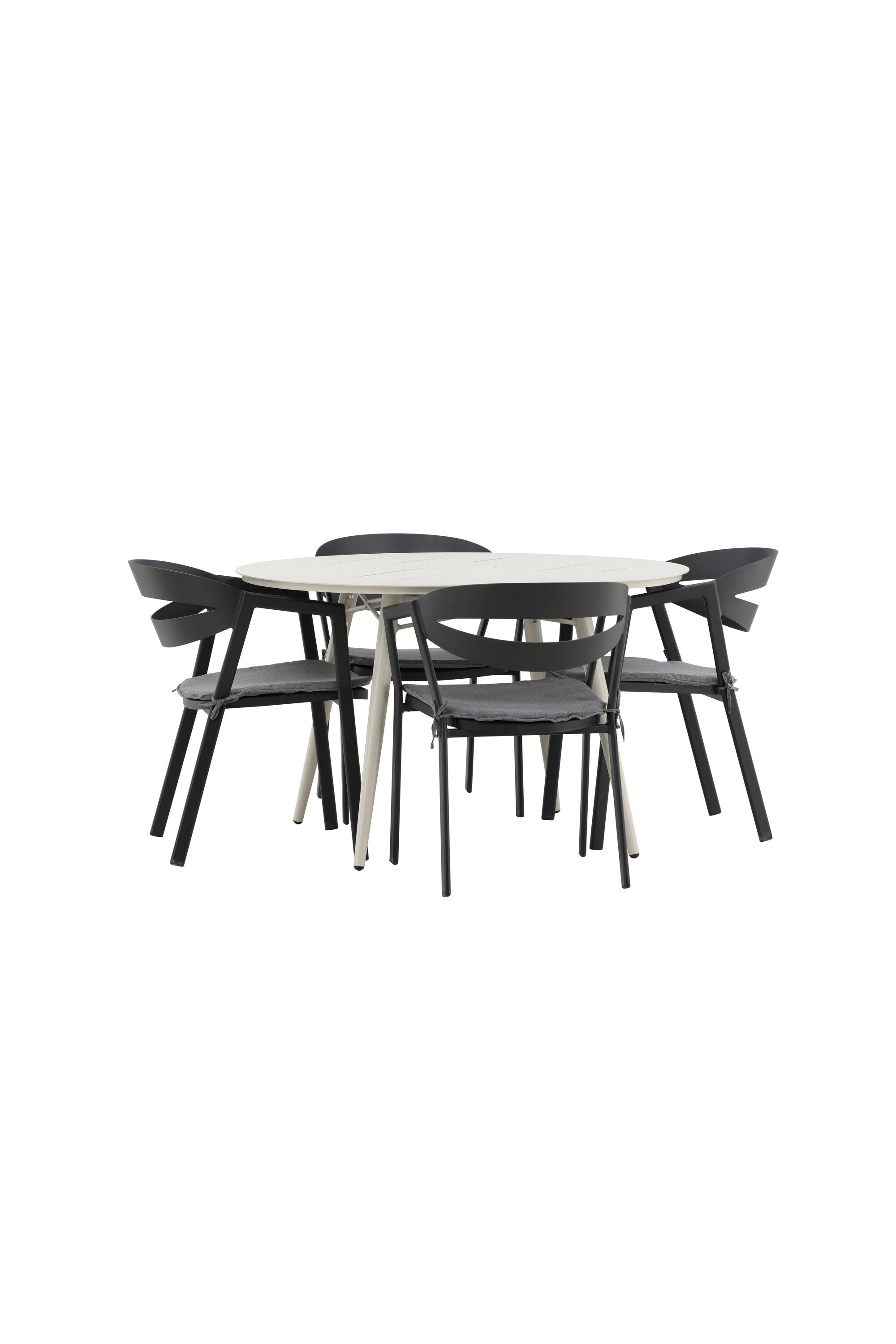 Lina Outdoor-Tischset + Slit ⌀120cm/4St. in Schwarz präsentiert im Onlineshop von KAQTU Design AG. Gartentischset ist von Venture Home