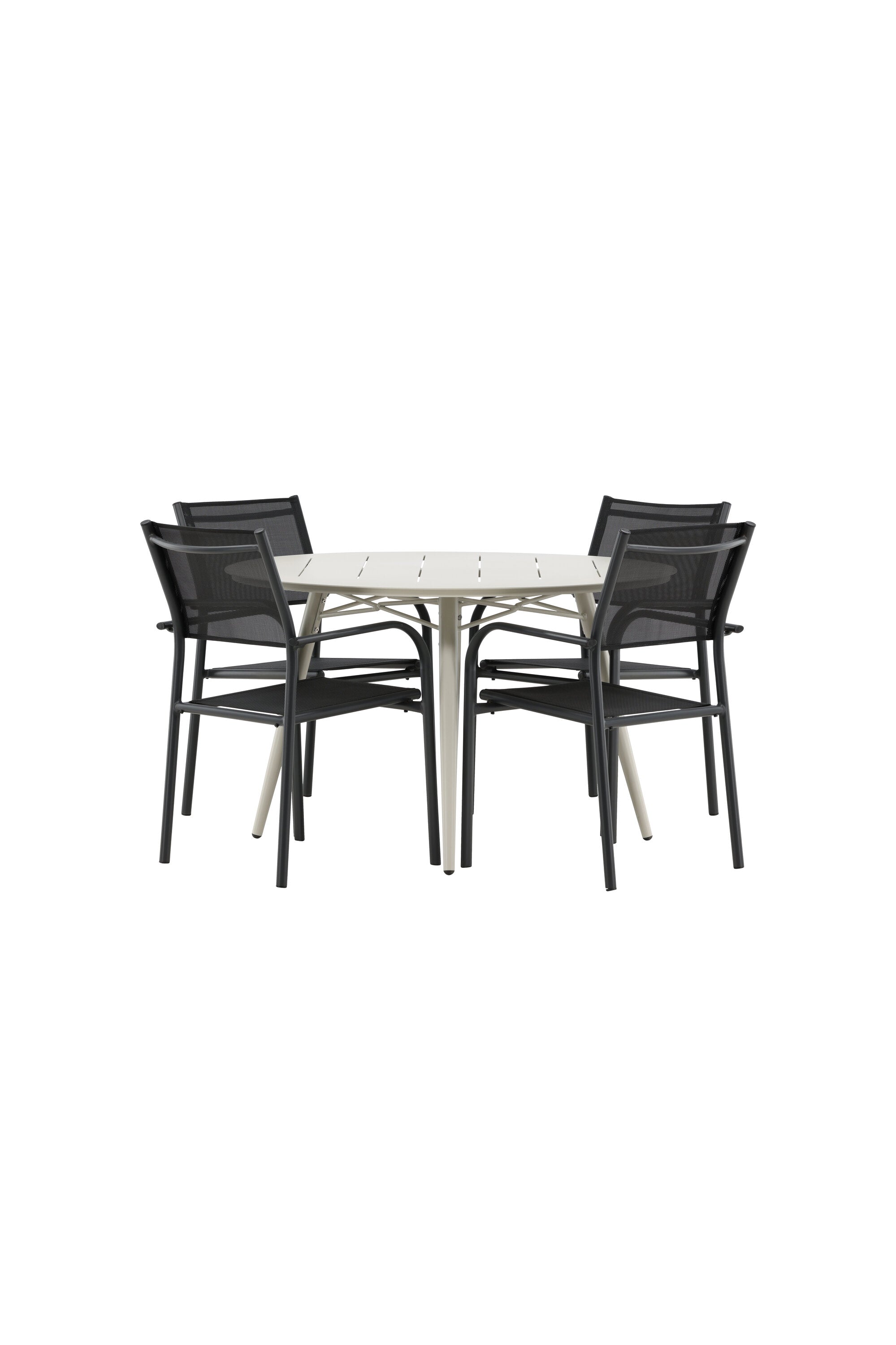 Lina Outdoor-Tischset + Santorini ⌀120cm/4St. in Schwarz präsentiert im Onlineshop von KAQTU Design AG. Gartentischset ist von Venture Home
