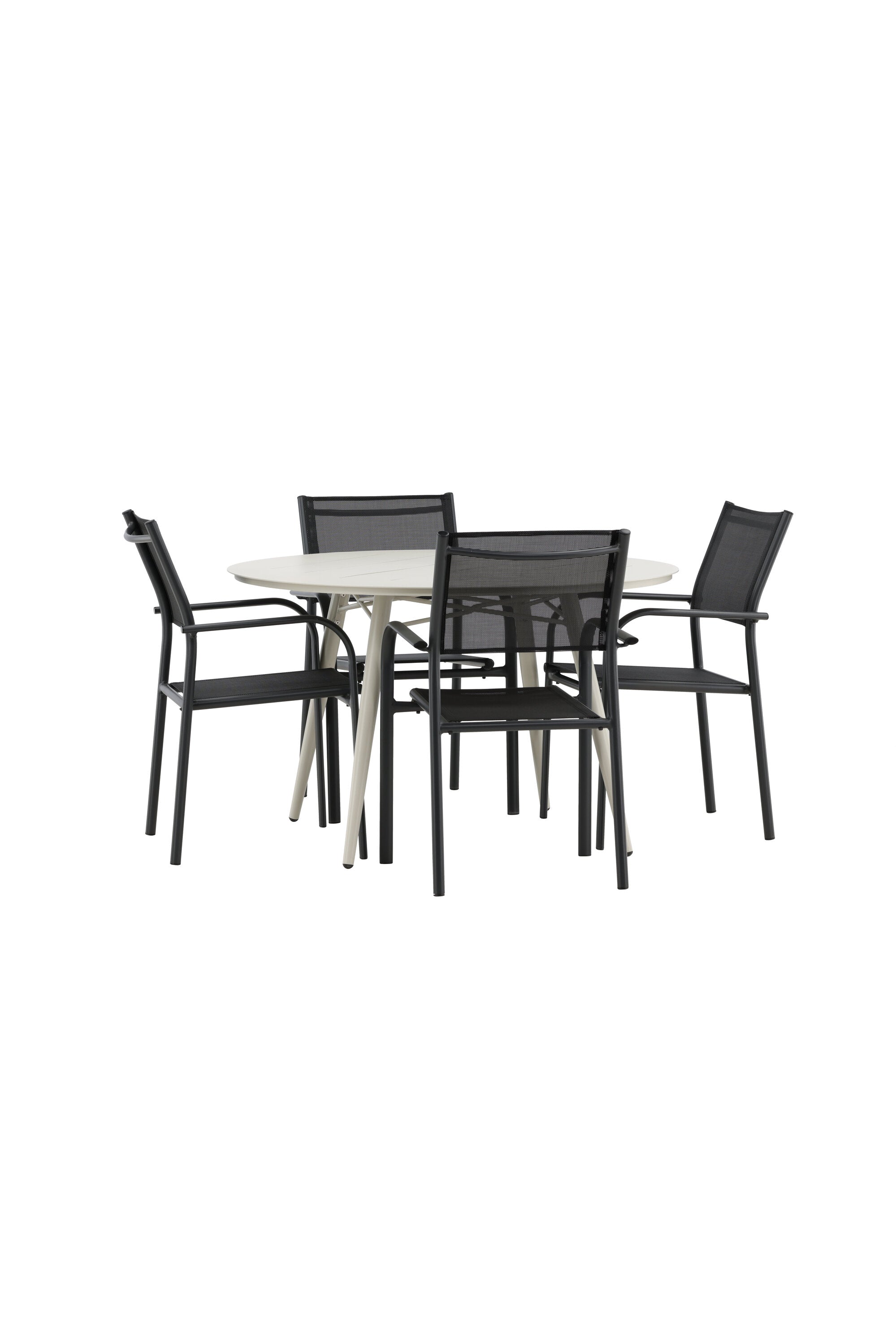 Lina Outdoor-Tischset + Santorini ⌀120cm/4St. in Schwarz präsentiert im Onlineshop von KAQTU Design AG. Gartentischset ist von Venture Home