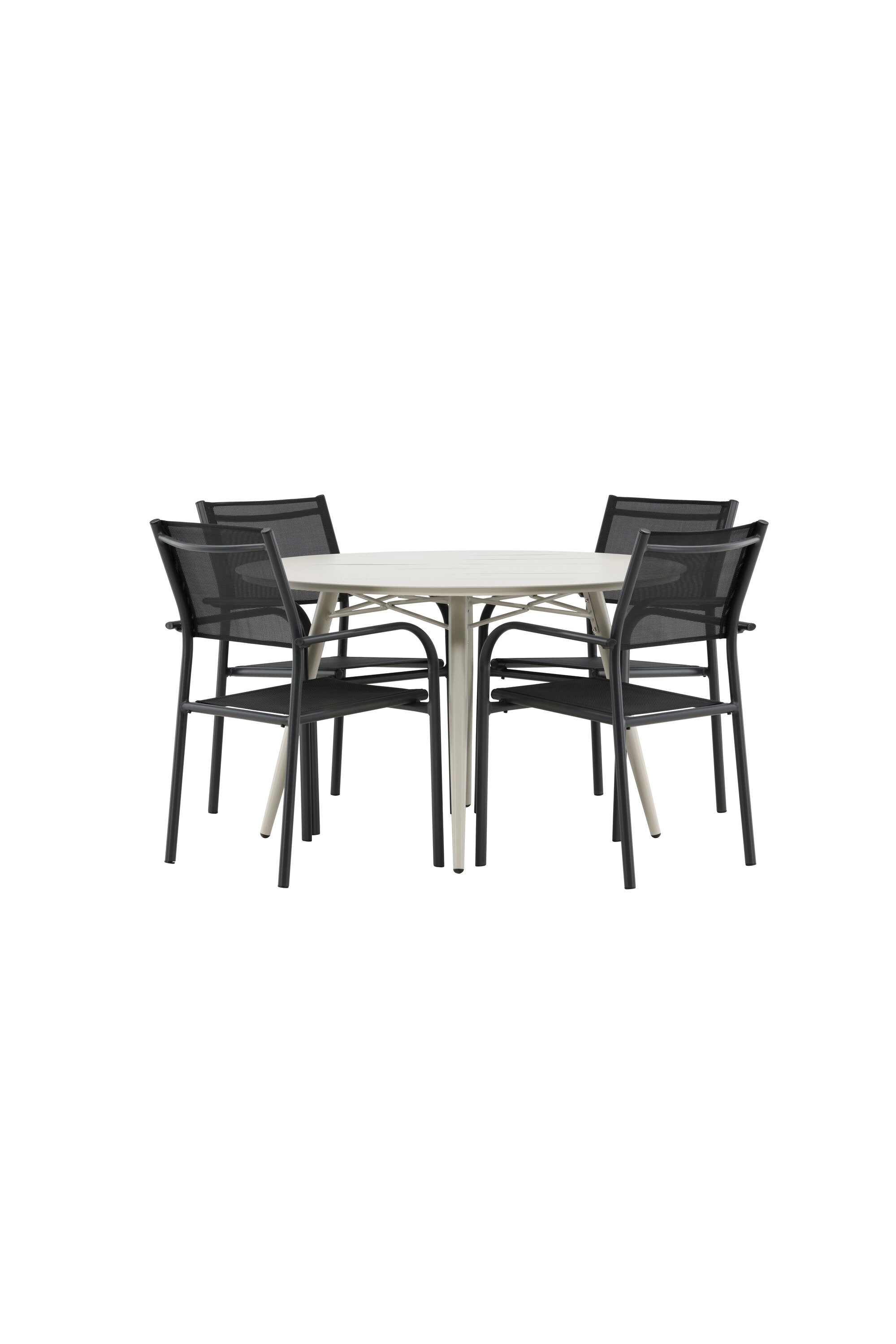 Lina Outdoor-Tischset + Santorini ⌀120cm/4St. in Schwarz präsentiert im Onlineshop von KAQTU Design AG. Gartentischset ist von Venture Home